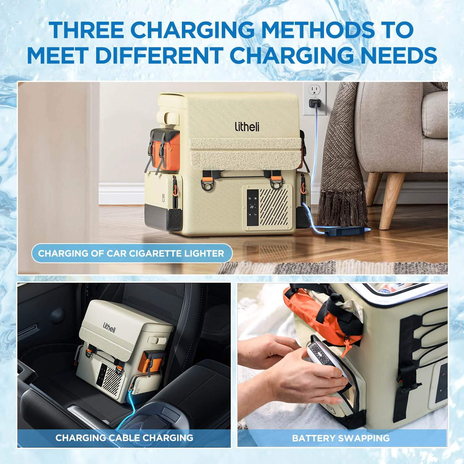Litheli 16 L Backpack Refrigerator, 55W Portable Electric Fridge Freezer Compressor Cooler for Fast Cooling Down to - 4F with Ergonomic Backpack Design for Camping Car RV Home