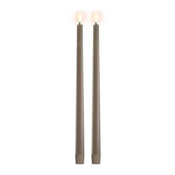 Led kronelys 32x2,3 cm 2 stk slim sandstone
