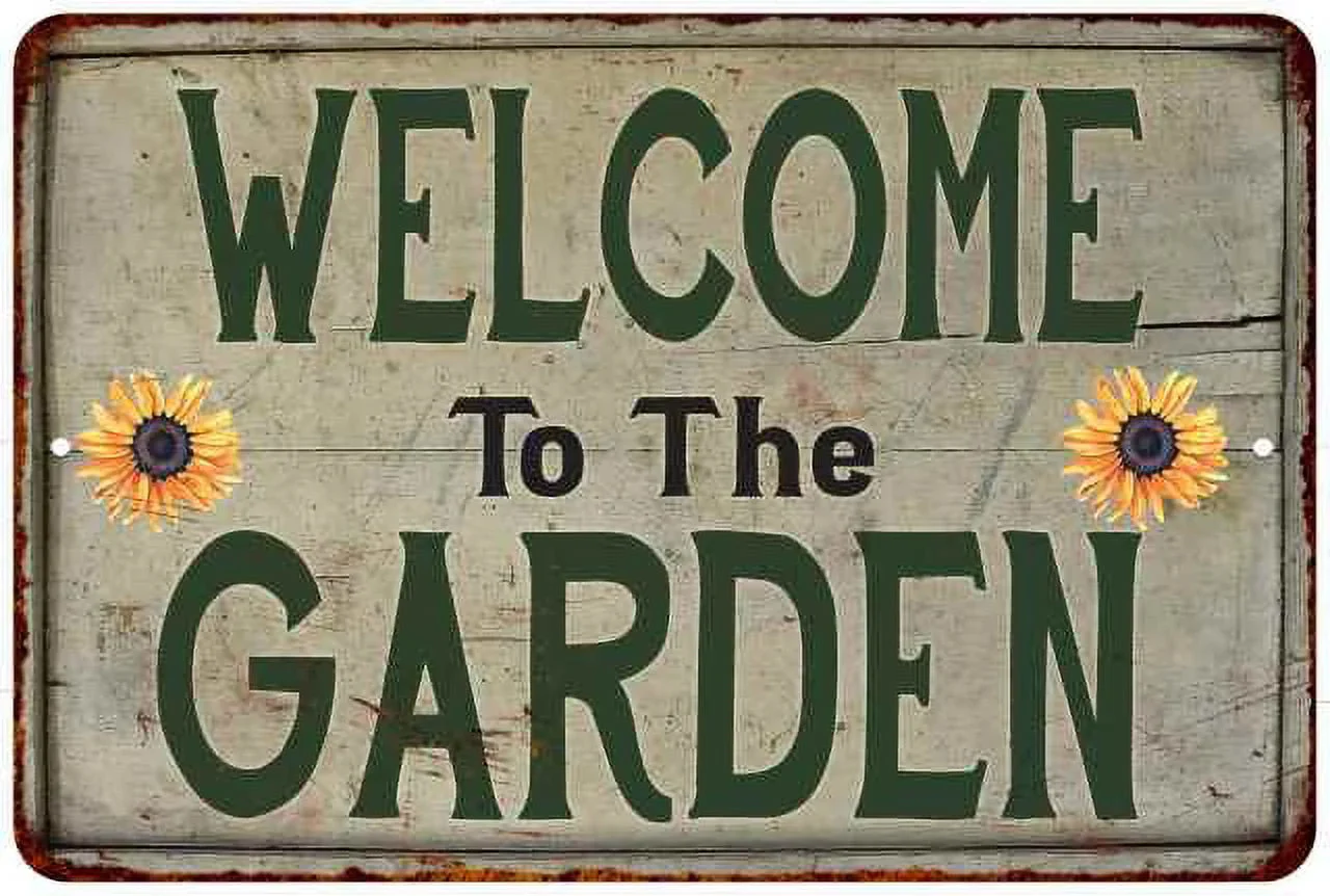 Welcome to the Garden Vintage Look Garden Chic 12x18 Metal Sign 112180020041