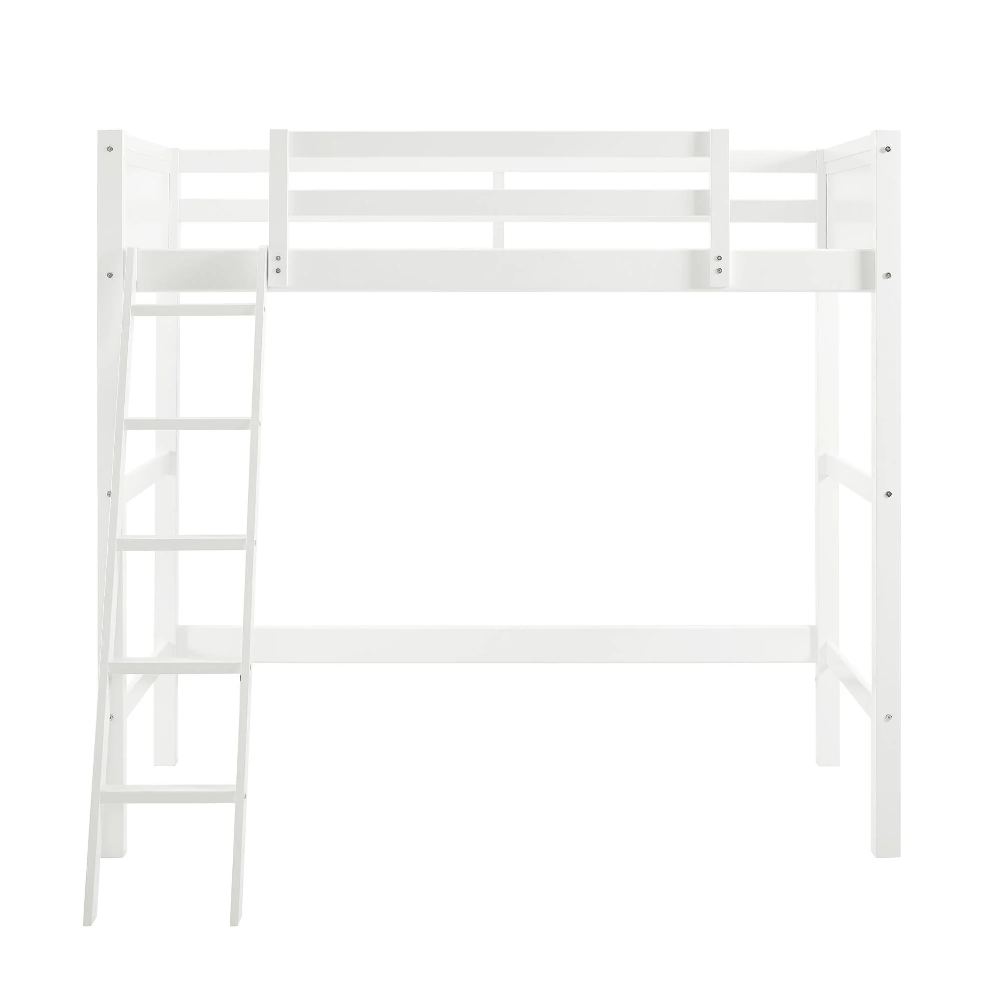 Your Zone Kiarah Twin Loft Bed with Ladder, White
