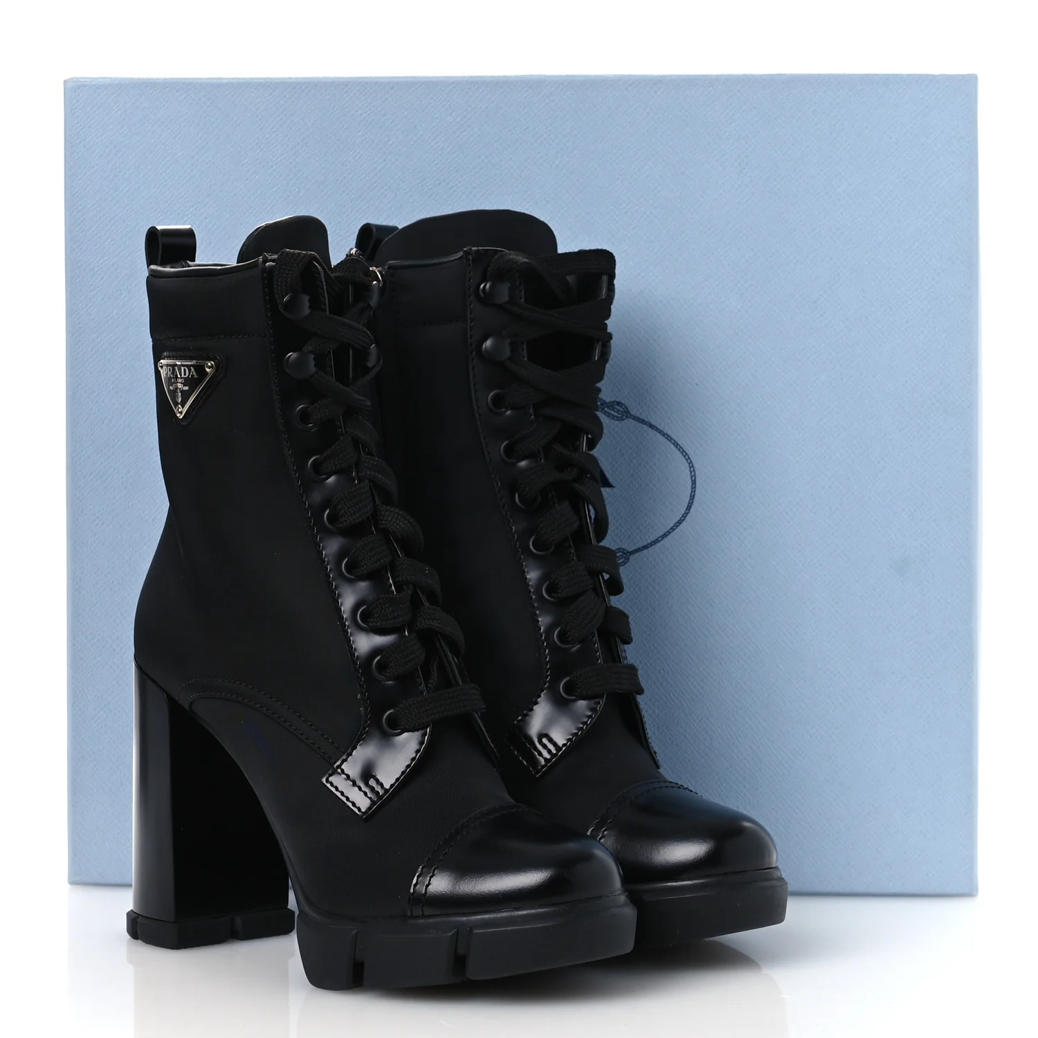 Spazzolato Re-Nylon Metal Triangle Logo 110mm Ankle Boots 36.5 Black