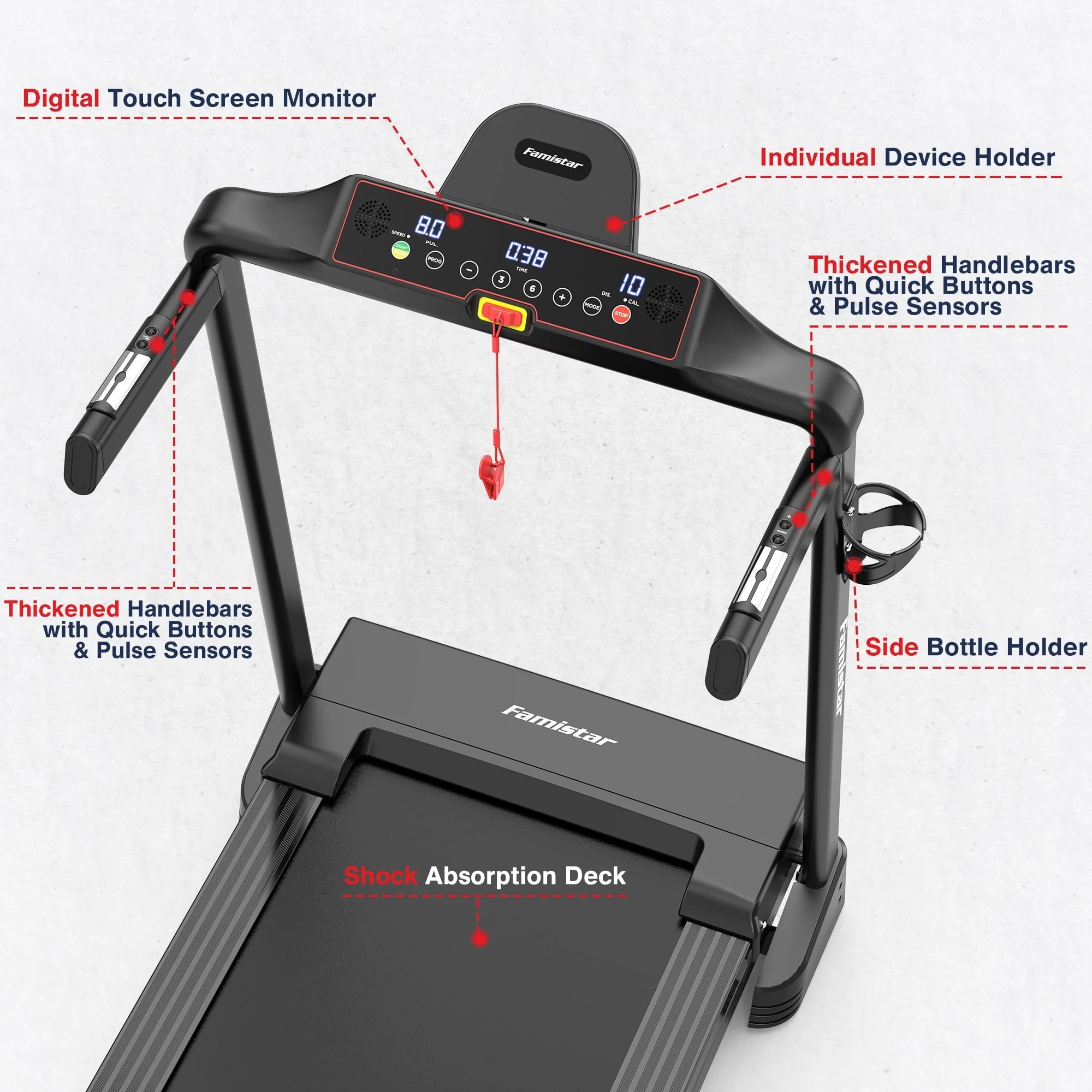 Folding Treadmill Clearance for Home with Adjustable Incline, Smart APP, 8MPH Speed, 250lbs, HiFi Bluetooth Speakers, 15 Programs 3 Modes, 3 0HP Foldable Compact Treadmill Walking Running Machine Image 5