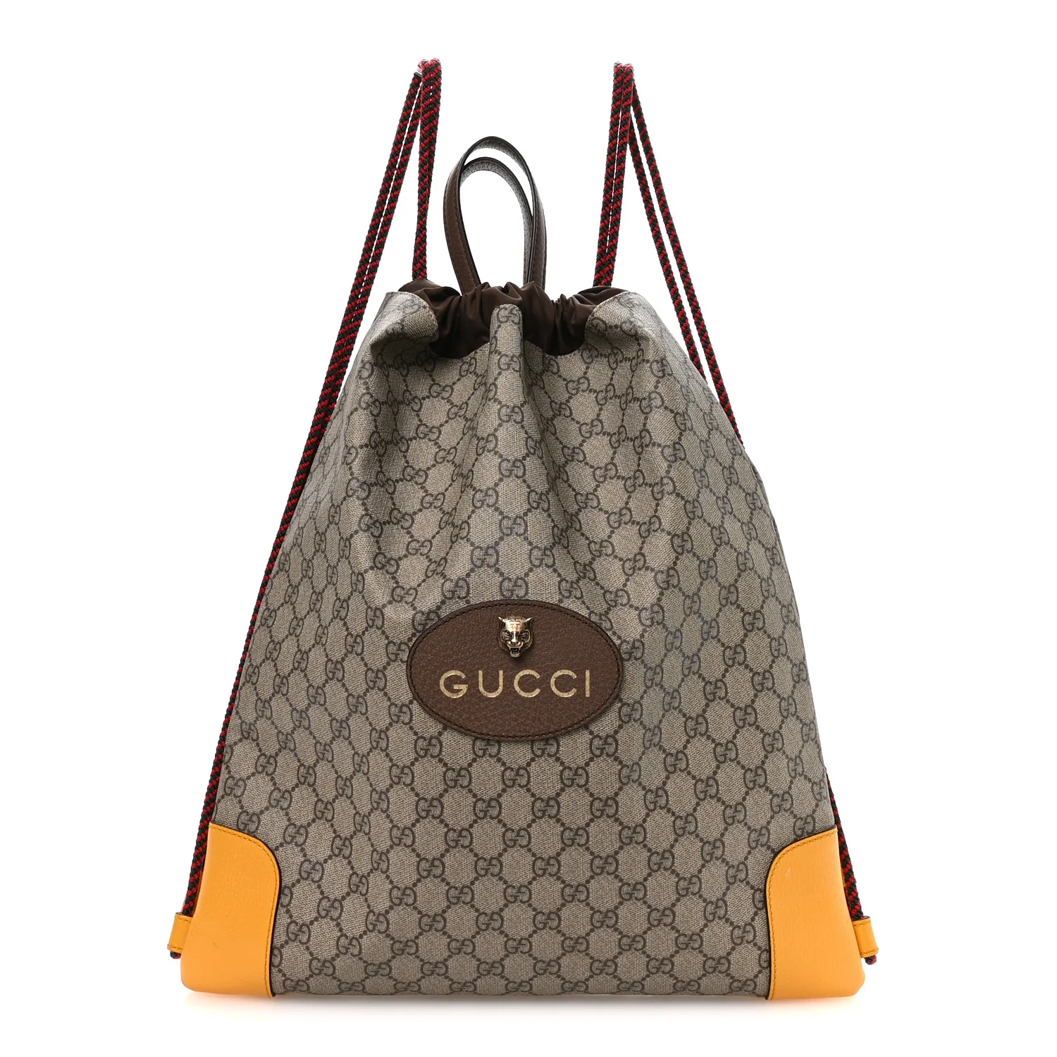 GG Supreme Monogram Neo Vintage Drawstring Backpack Beige New Acero Crop