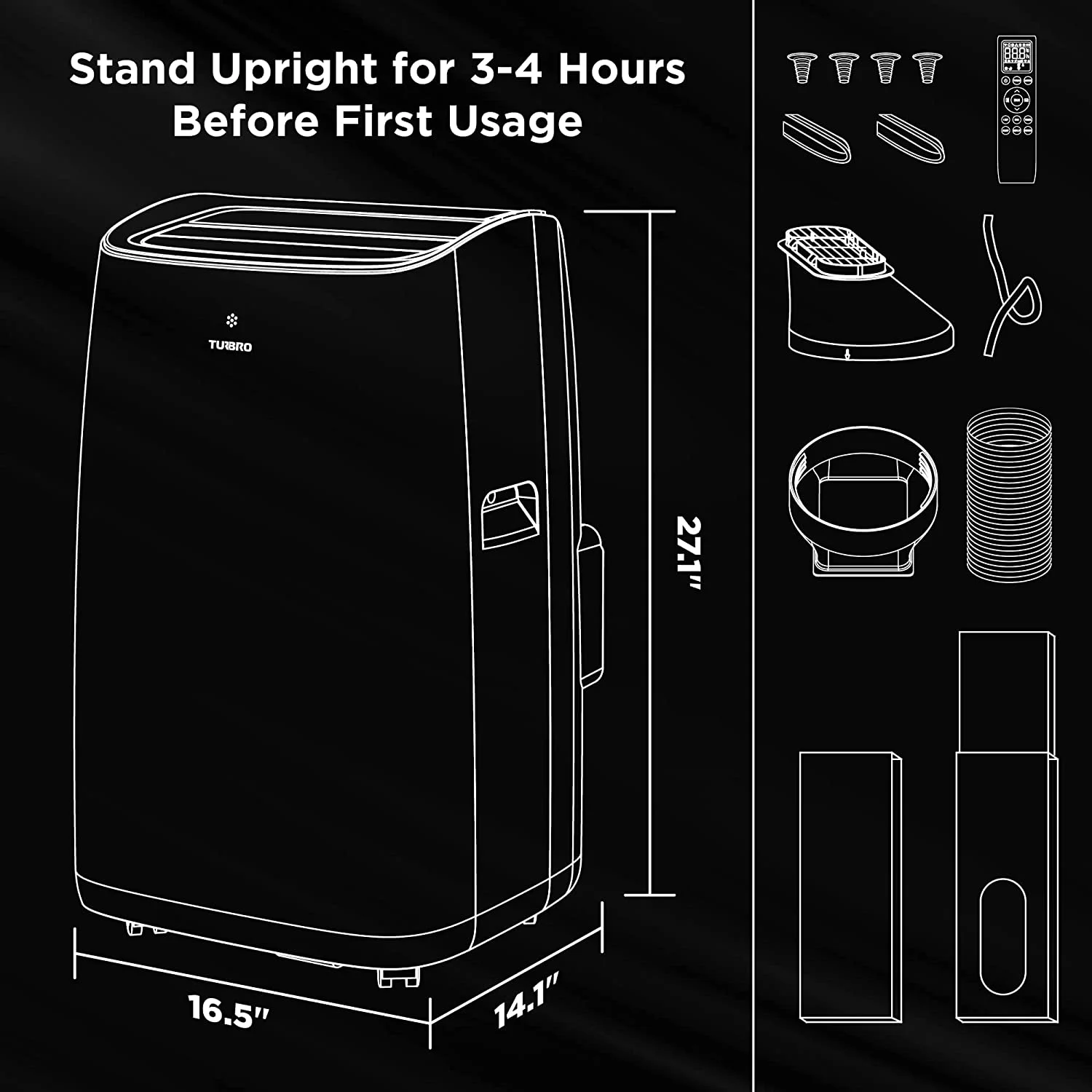 14,000 BTU Smart WiFi Portable Air Conditioner, Powerful Cooling up to 600 Sq ft, 3 in 1 Functions with Backlit Remote, Supports Alexa Voice Control, Easy Installation, Greenland Series, Black - Image 6