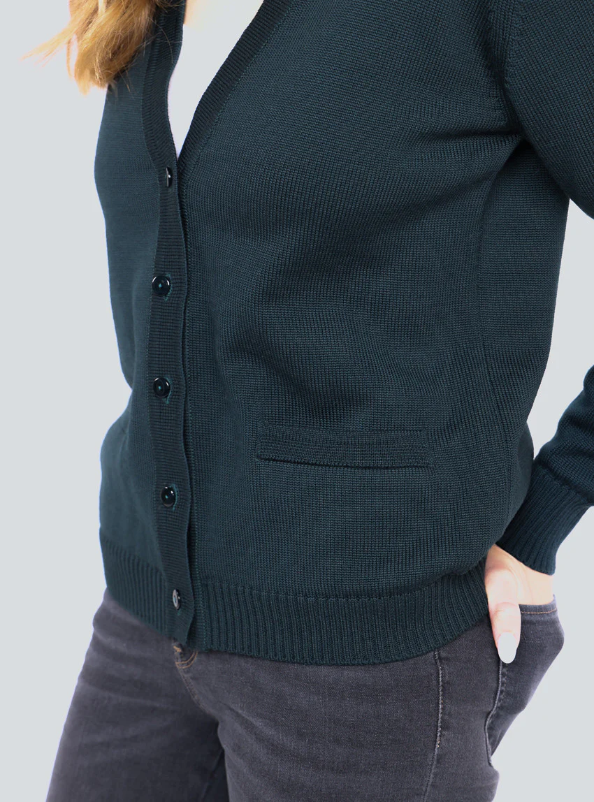 Gilet femme en laine vert sombre