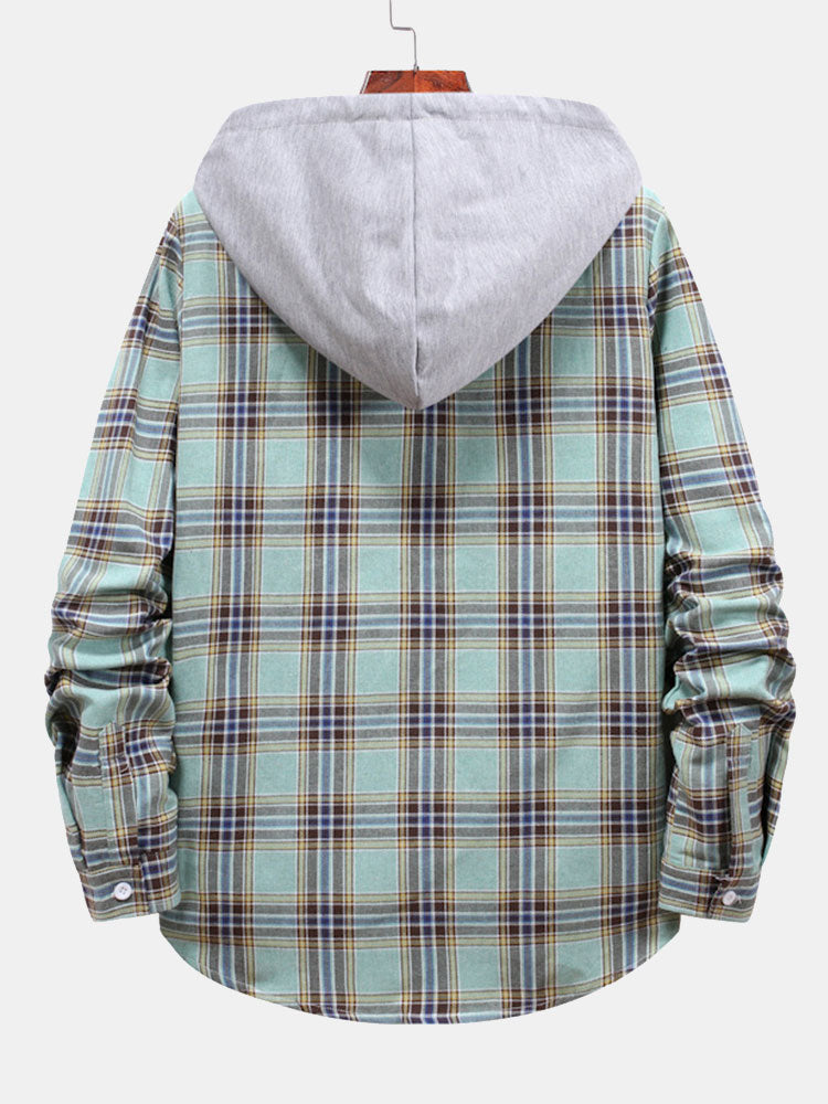 Chemise à capuche à carreaux avec cordon de serrage