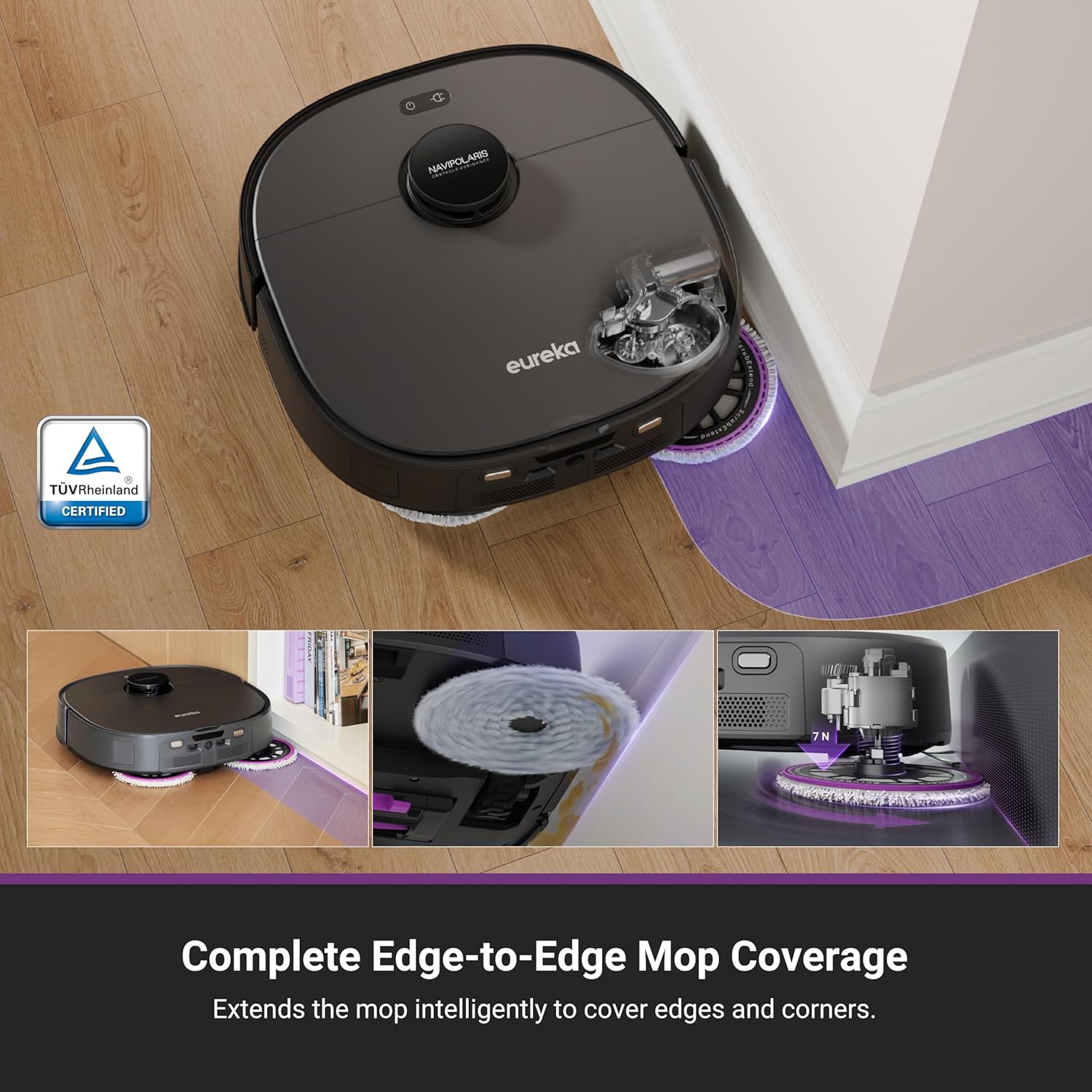 Eureka J15 Evo Ultra Self-Emptying Robot Vacuum and Mop Combo, 22,000 Pa Suction Auto Mop Lifting 131°F Hot Air Dry Scrub Extend Robotic Vacuum Cleaner