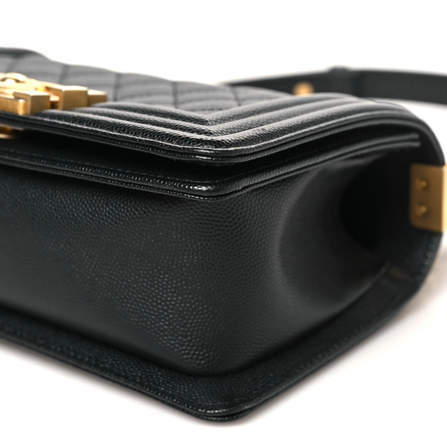 Caviar Quilted Small Boy Flap Black