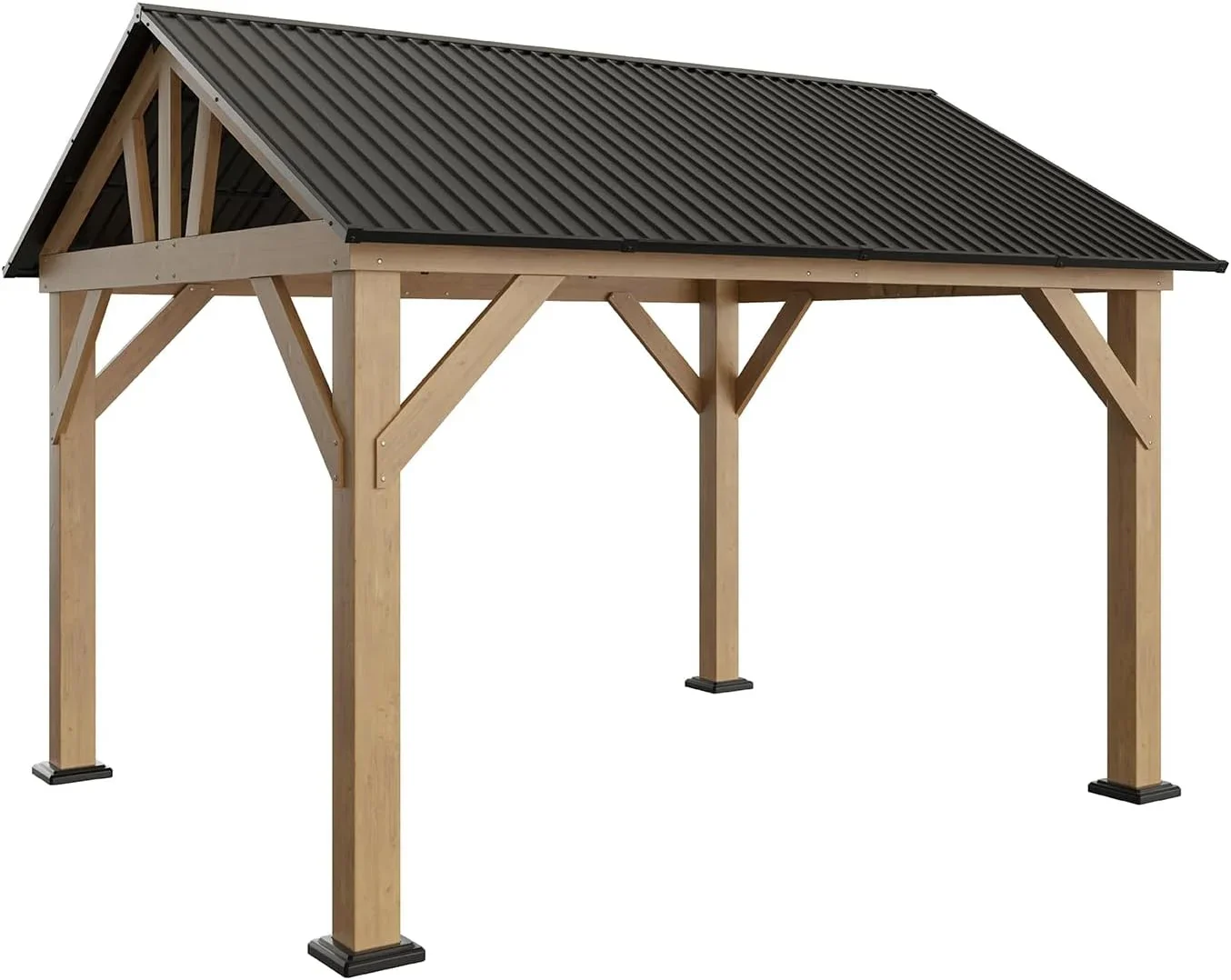 Merluxy Wood Gazebo 10'x12', Wind & Rain Resistant Design, Grill Gazebo for Garden, Backyard