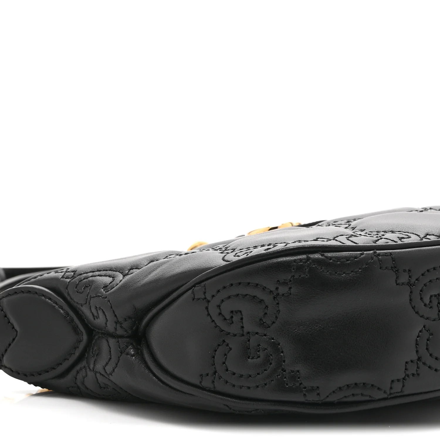 Calfskin GG Matelasse Mini Hobo Shoulder Bag Black