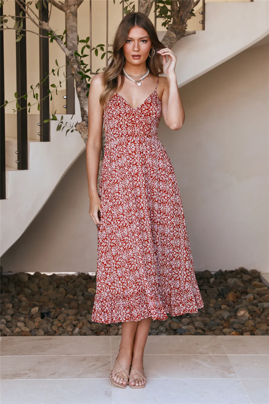 Sit Down Maxi Dress Rust
