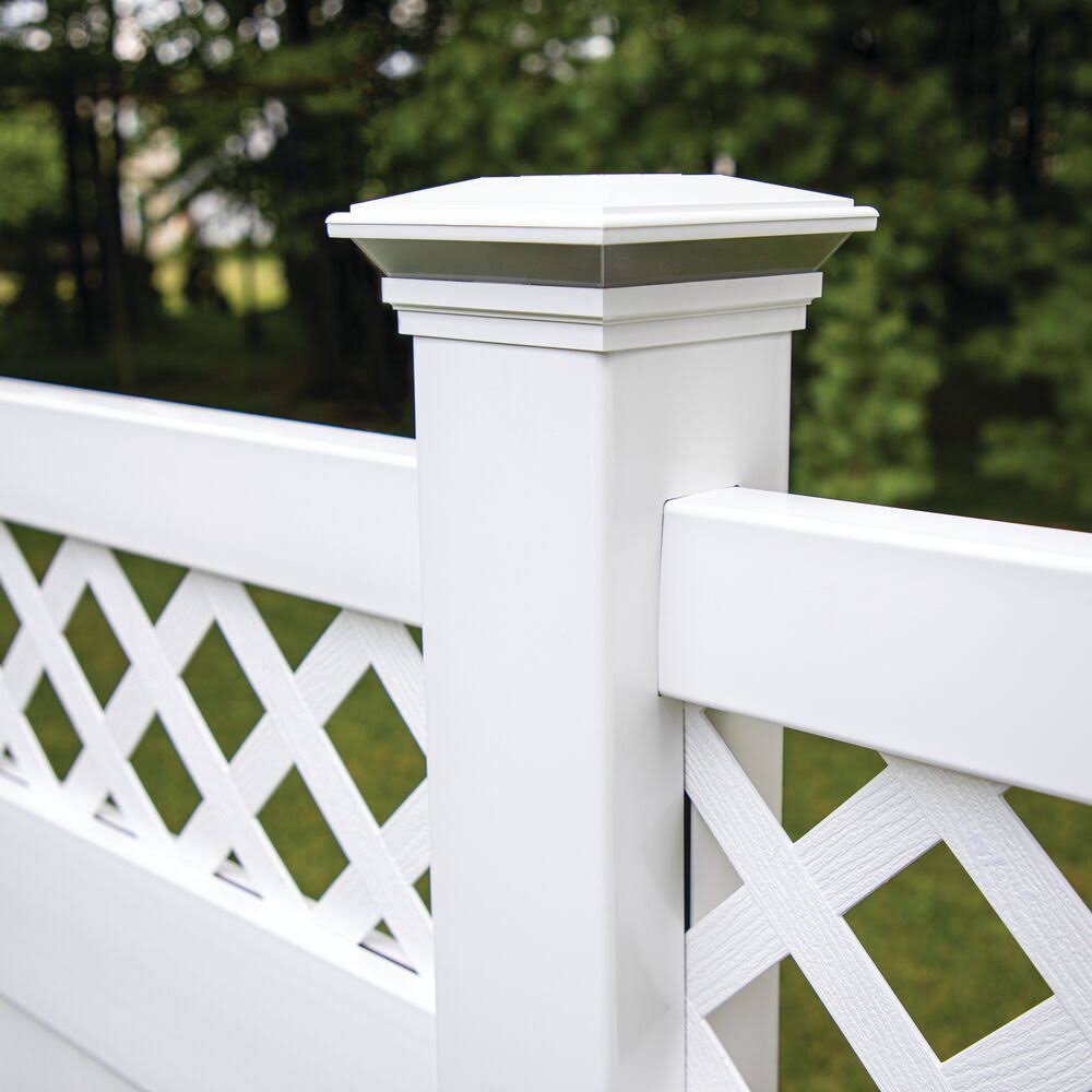 5 in. x 5 in. Vinyl Solar-Powered Contemporary Beveled Post Cap
