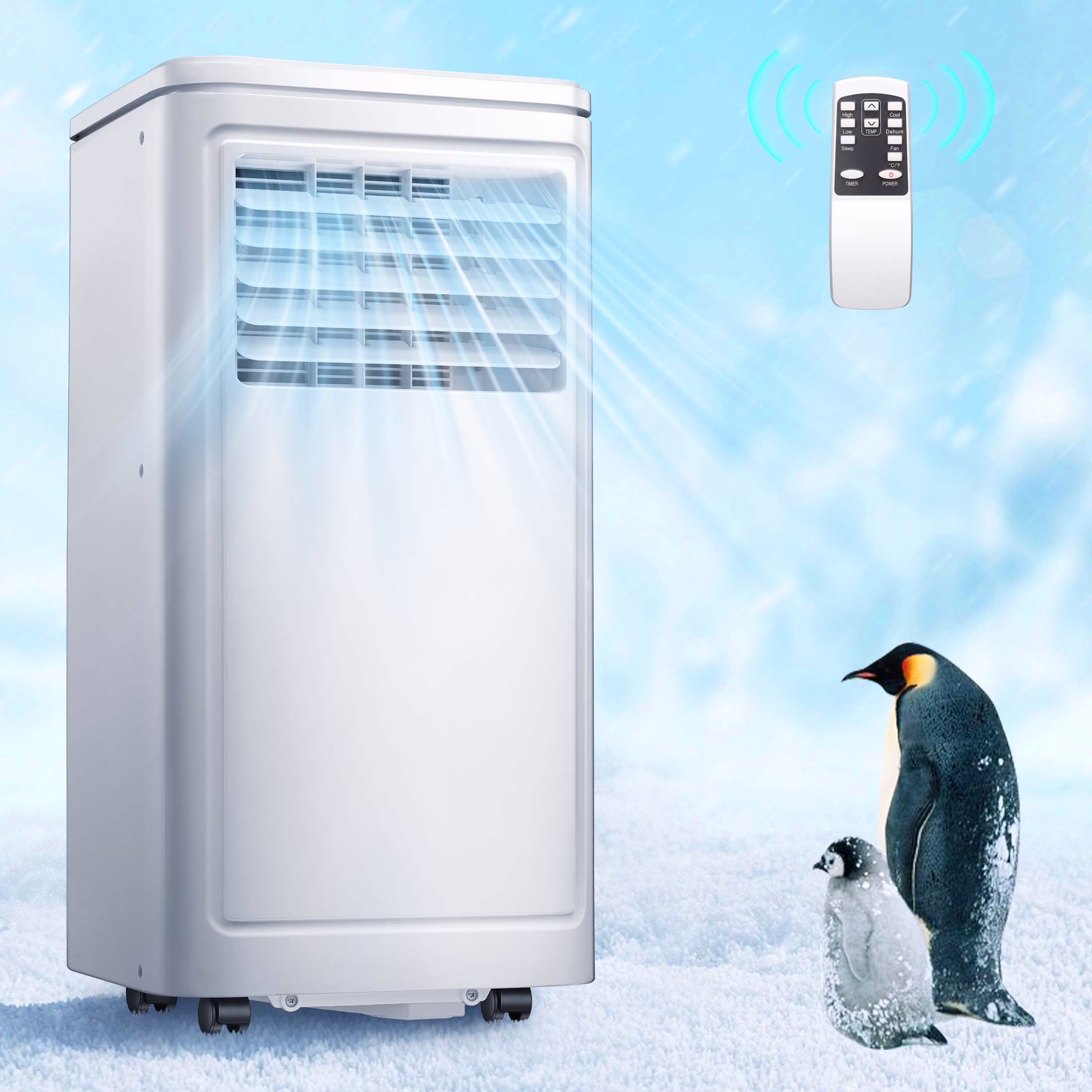 Portable Air Conditioner, 8,000 BTU Ashrae, 4-in-1 Quiet AC with Dehumidifier, Fan, Sleep Mode Washable Filter for Rooms up to 350 Sq. Ft(8000)