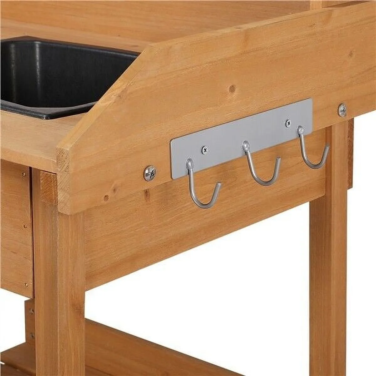 Potting Bench Outdoor Garden Work Bench Station Planting Solid Wood Construction for Horticulture w/Sink Drawer Rack Shelves Natural Wood - Image 8