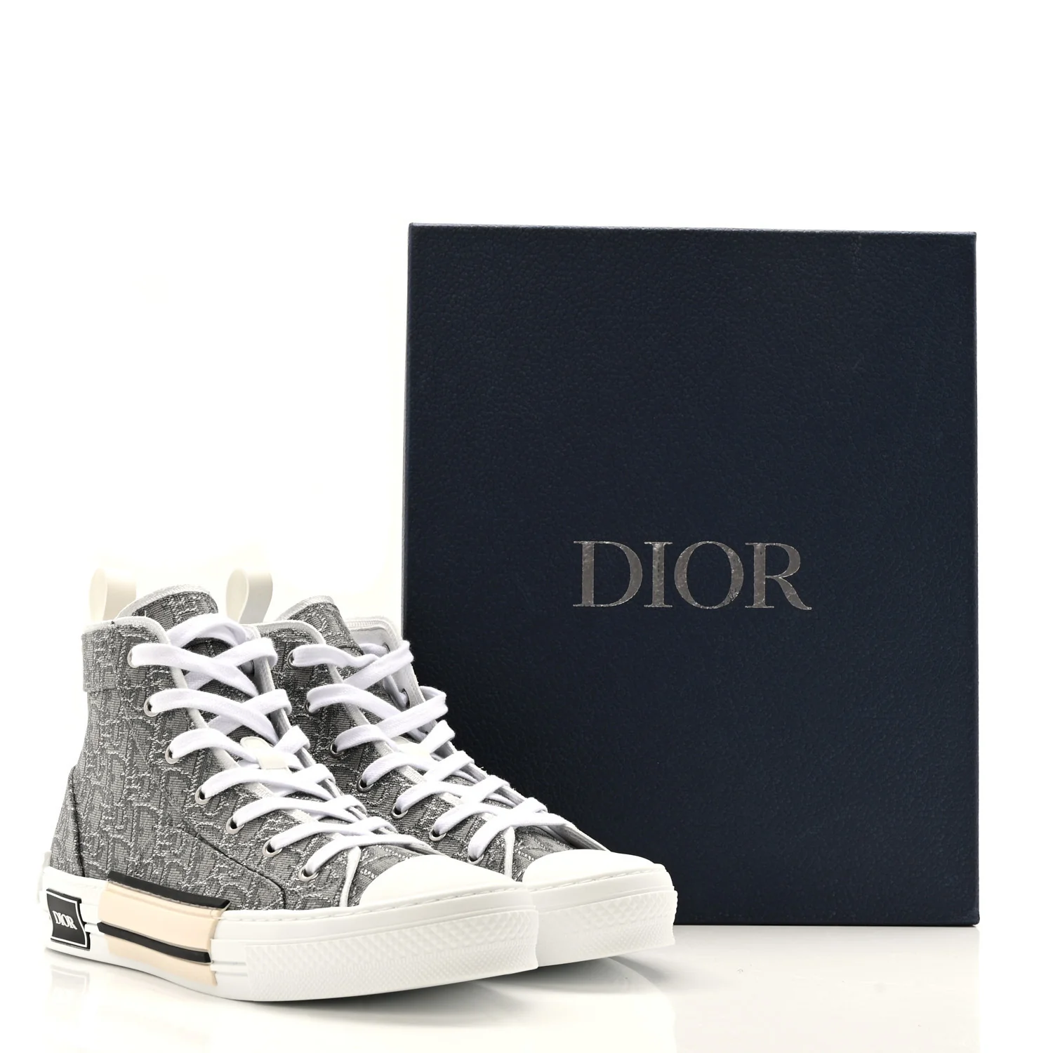 Metallic Oblique Jacquard Mens B23 High Top Sneakers 42 Grey