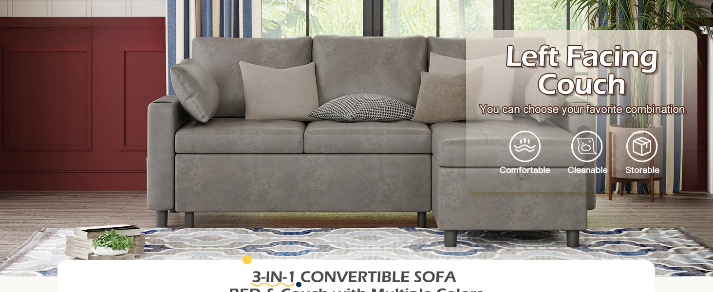 leather pull out sofa
