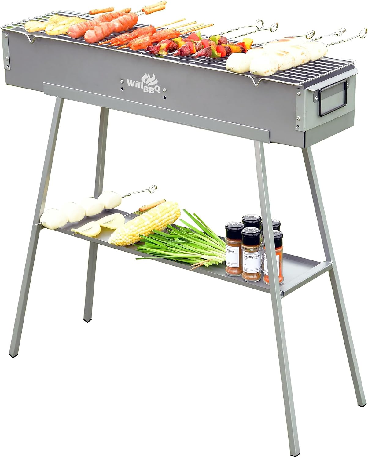WILLBBQ Charcoal Grill, Portable Outdoor BBQ Grill with Dual Air Vents
