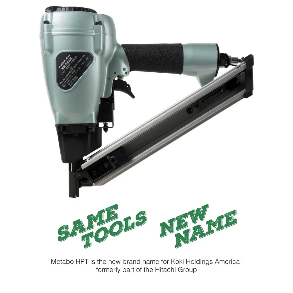 Metabo HPT Metal Connector Nailer | Pro Preferred Brand of Pneumatic Nailers | 36 Degree Magazine | Accepts up to 1-1/2-Inch Nails | Ideal for Fastening Metal Connectors to Wood | NR38AK