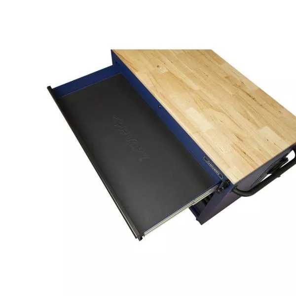 Établi mobile robuste de 132 cm (52 ​​po) à 9 tiroirs avec plateau en bois massif à hauteur réglable, couleur bleu mat