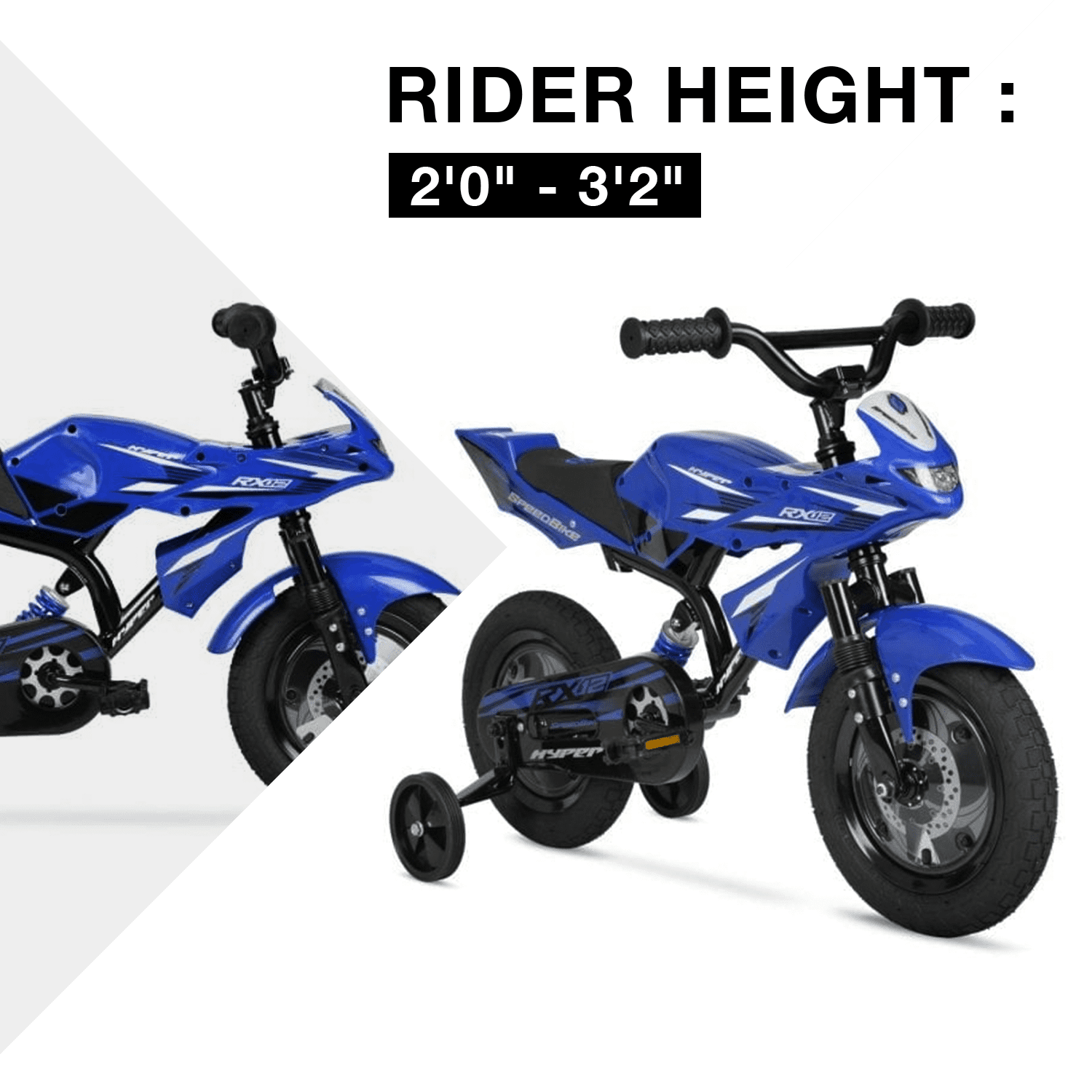 Bicycles 12 Boys Speedbike. Blue. With Training Wheels