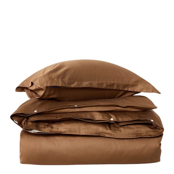Sengesett 200x220 cm bomullssateng ensfarget fudge