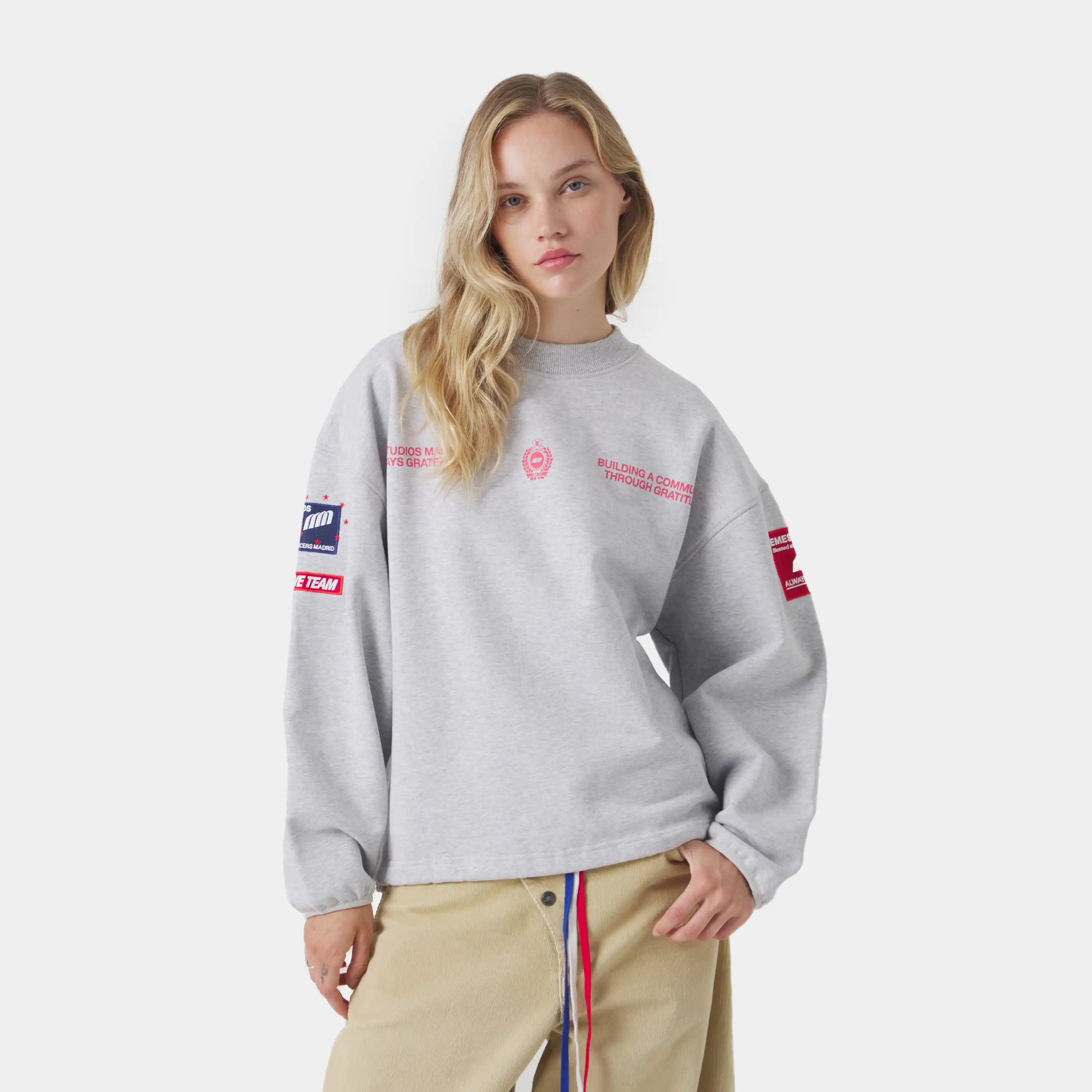 Building Heather Grey Oversized Crewneck