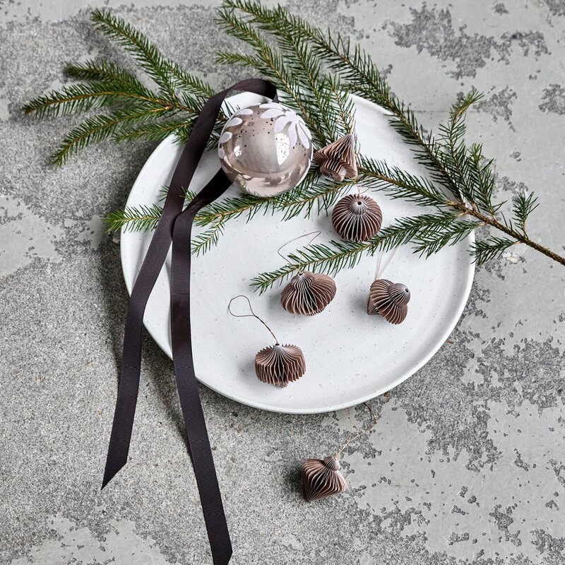 Comb julepynt 6 stk lysebrun