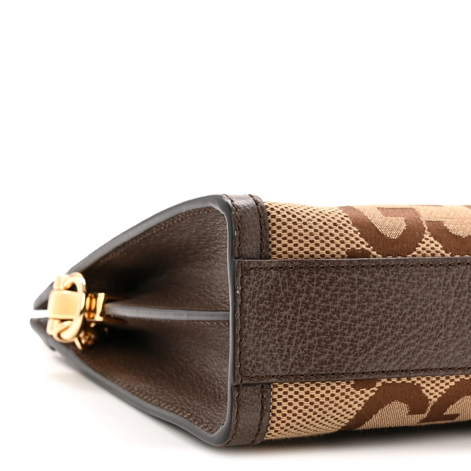 Monogram Jumbo GG Textured Dollar Calfskin Web Small Ophidia Chain Shoulder Bag Camel Ebony New Acero