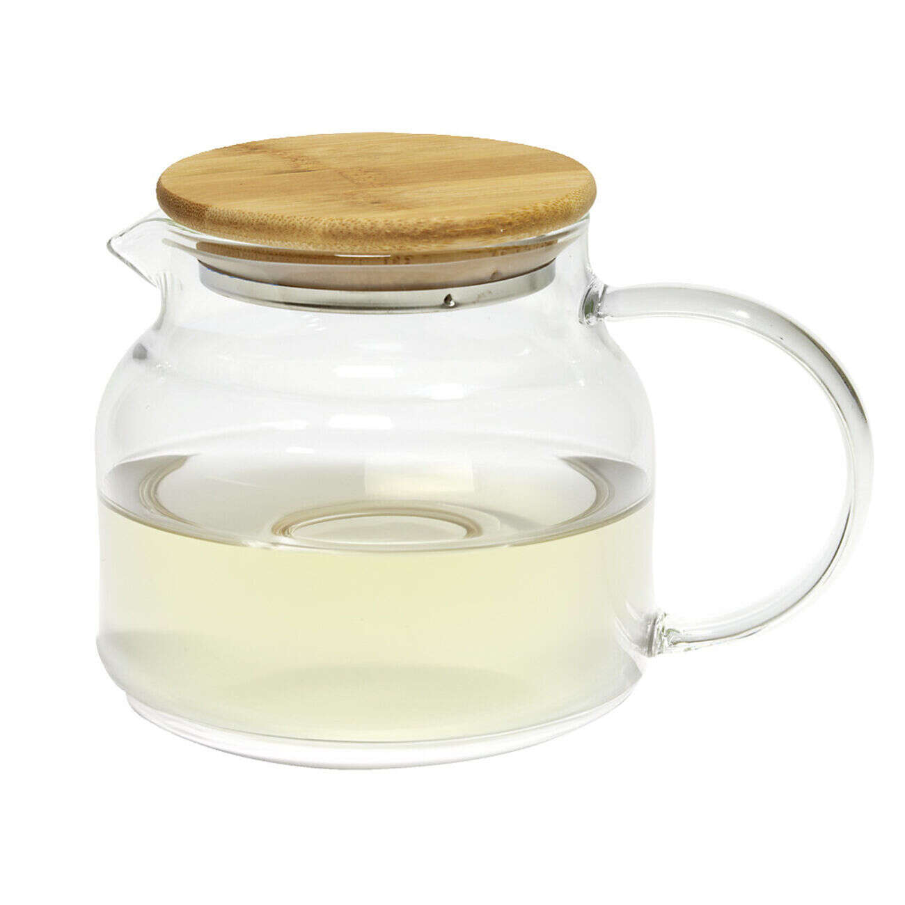 Théière transparente 640ml couvercle en bois