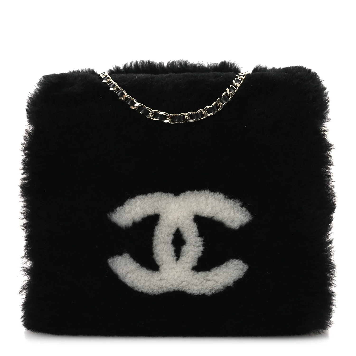 Muff Shearling Lambskin Bag Black Ecru