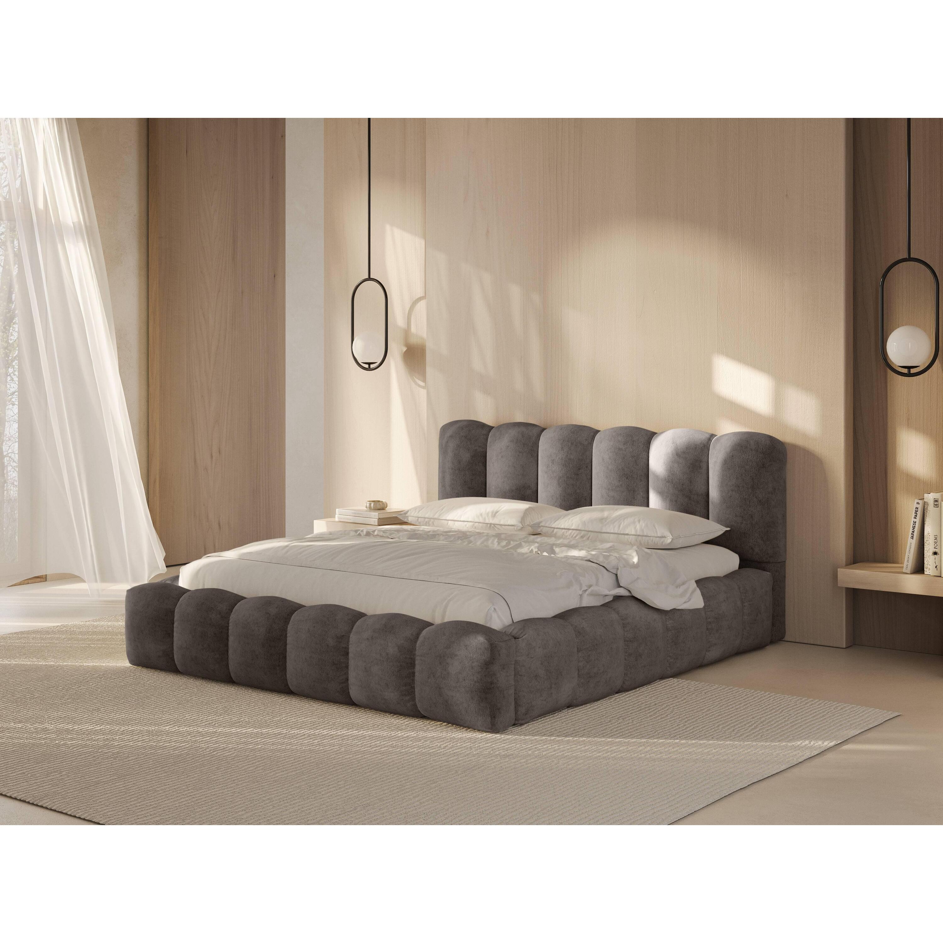 Micadoni Lupine Bedframe met Opbergruimte 160 x 200 cm - Chenille - Ca