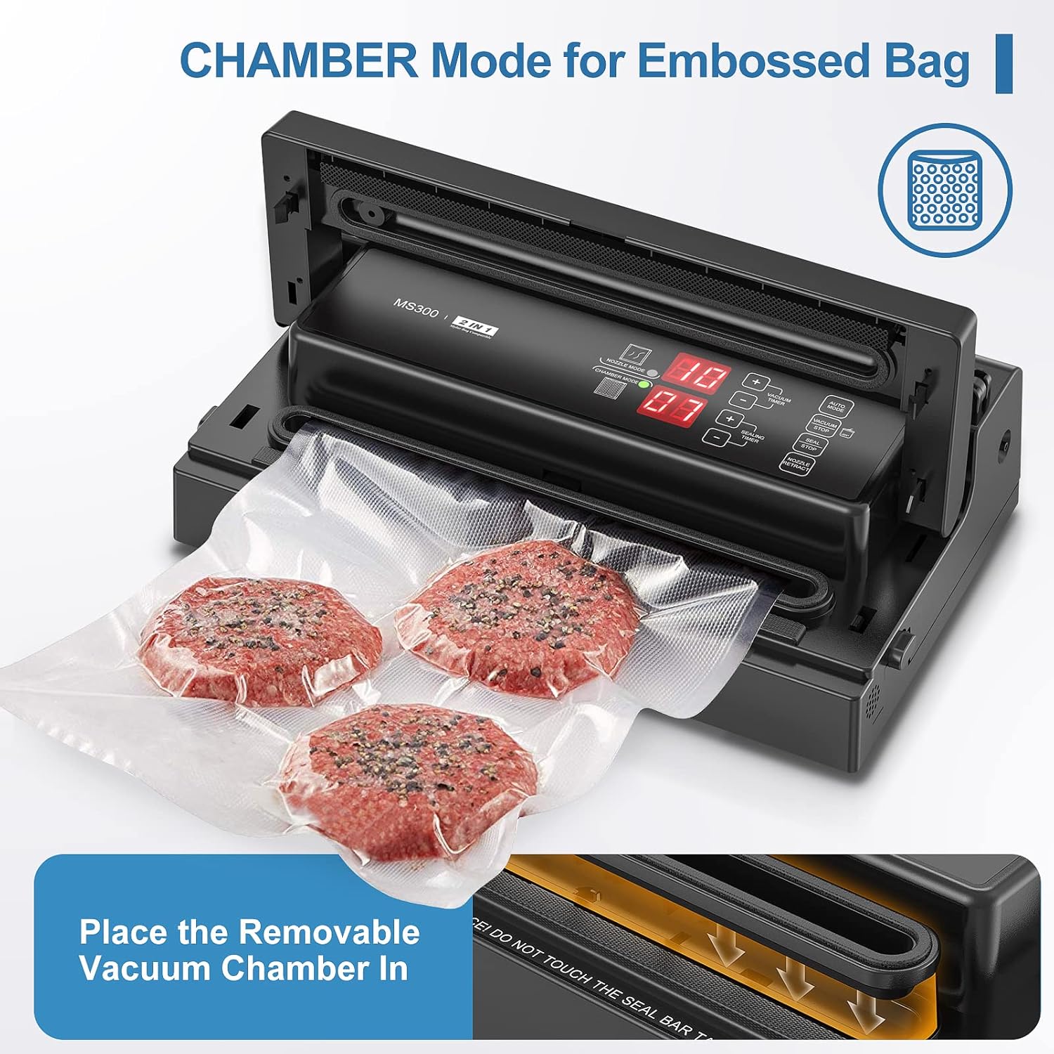 MAGIC SEAL MS300 Precision Vacuum Sealer Machine, Commercial Double Pump Food Sealer with Built-in Auto Cooling System, Compatible with Mylar, Smooth and Embossed Bags, Extra Wide 8 mm Seal