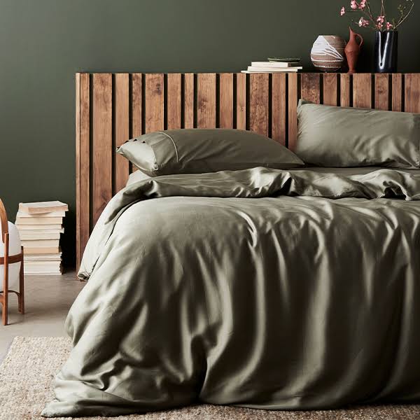 ettitude Signature Sateen Duvet Cover - Moss / Full/Queen