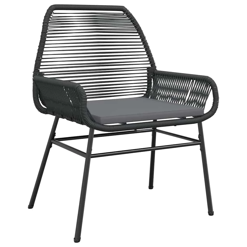 Vidaxl 7 Piece Patio Dining Set with Cushions Black Poly Rattan Glass