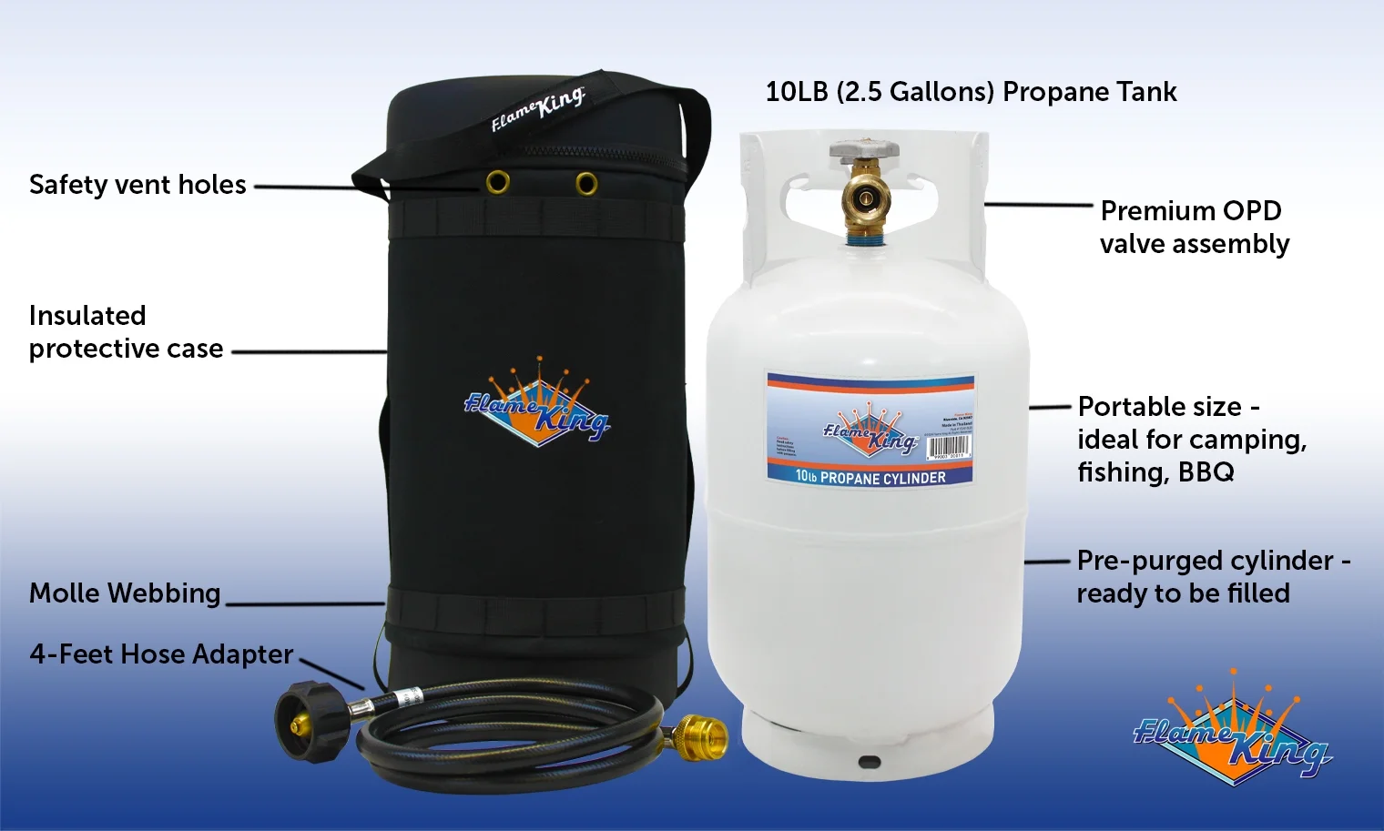 Gas Hauler Kit Insulated Protective Carry Case, 10LB Propane Tank and Adapter Hose for Camping and Outdoor Adventures, 10" x 18" - Image 4
