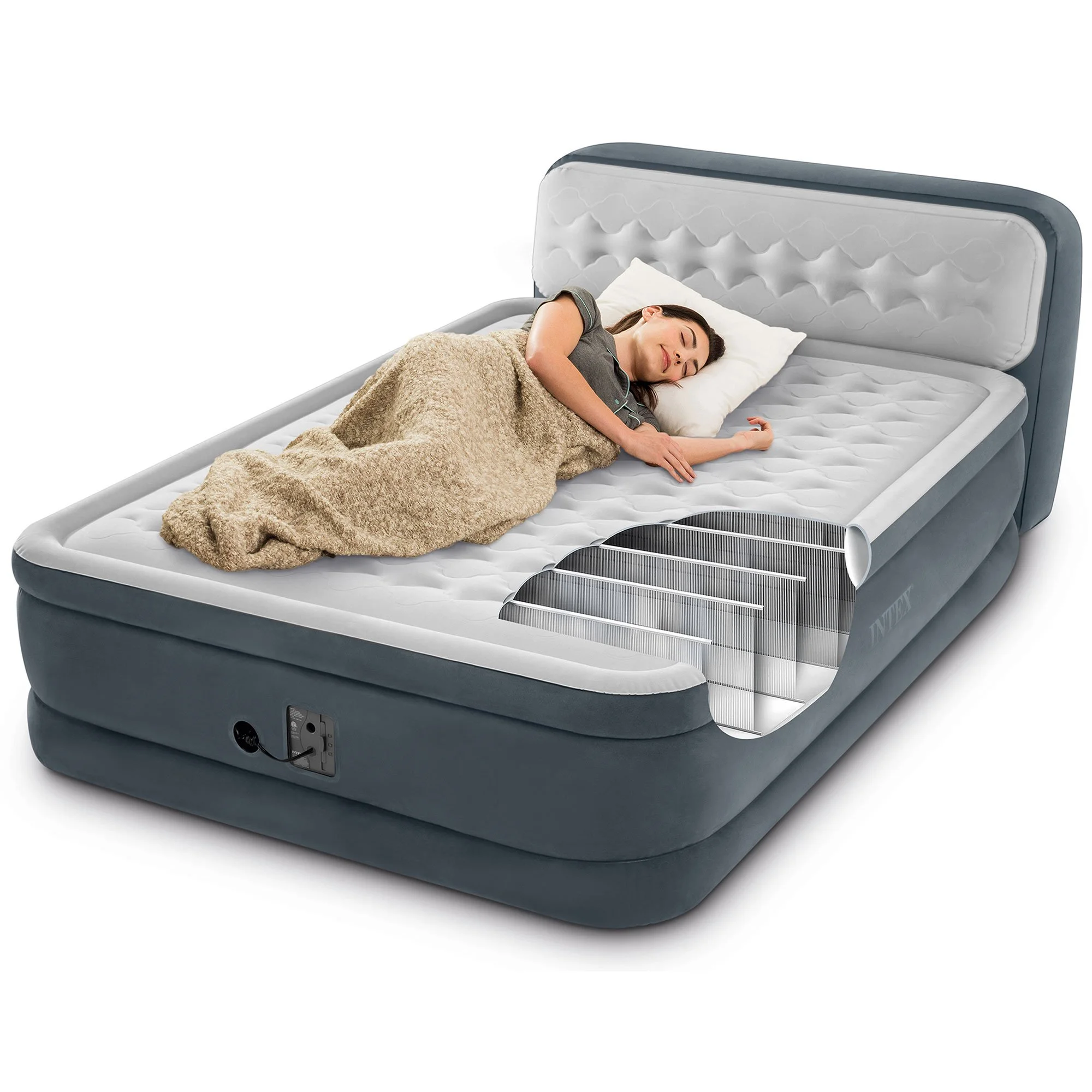 Ultra Plush Dura Beam Deluxe Airbed with Built In Pump Headboard, Queen - Image 4