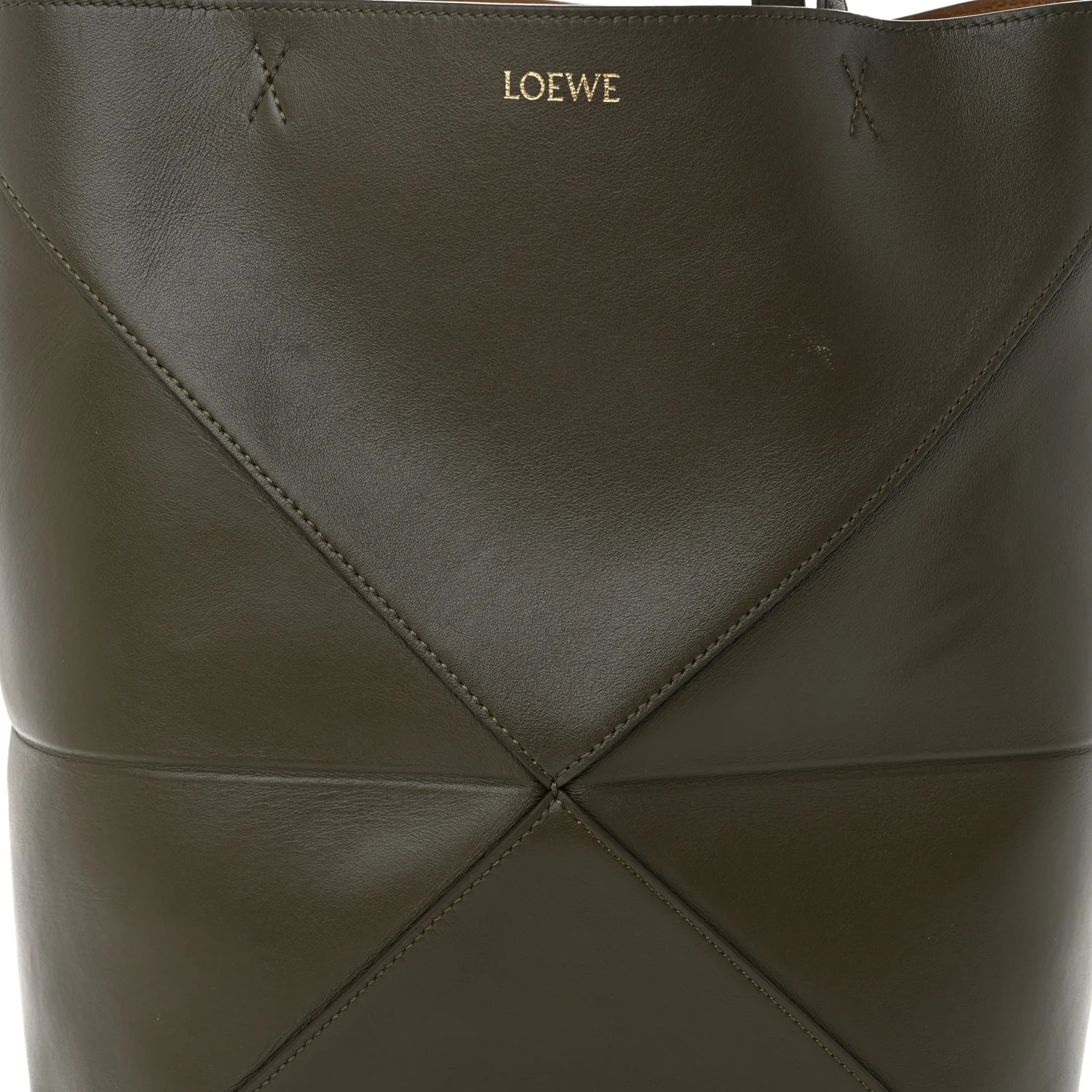 Shiny Calfskin Medium Puzzle Fold Tote Umber