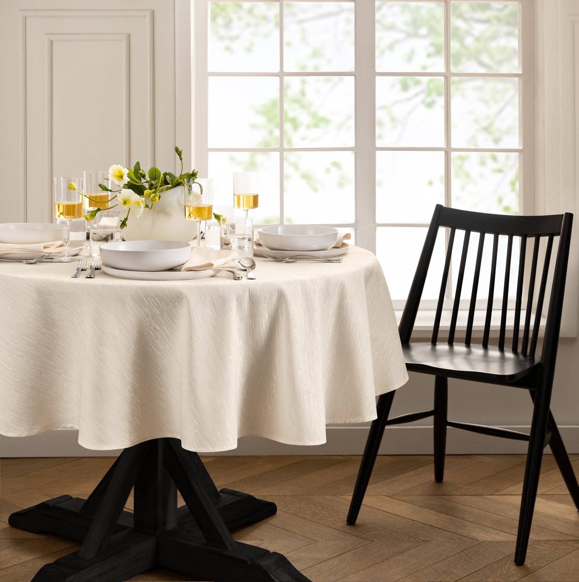 Elrene Home Fashions Continental Solid Texture Water and Stain Resistant Tablecloth, 60