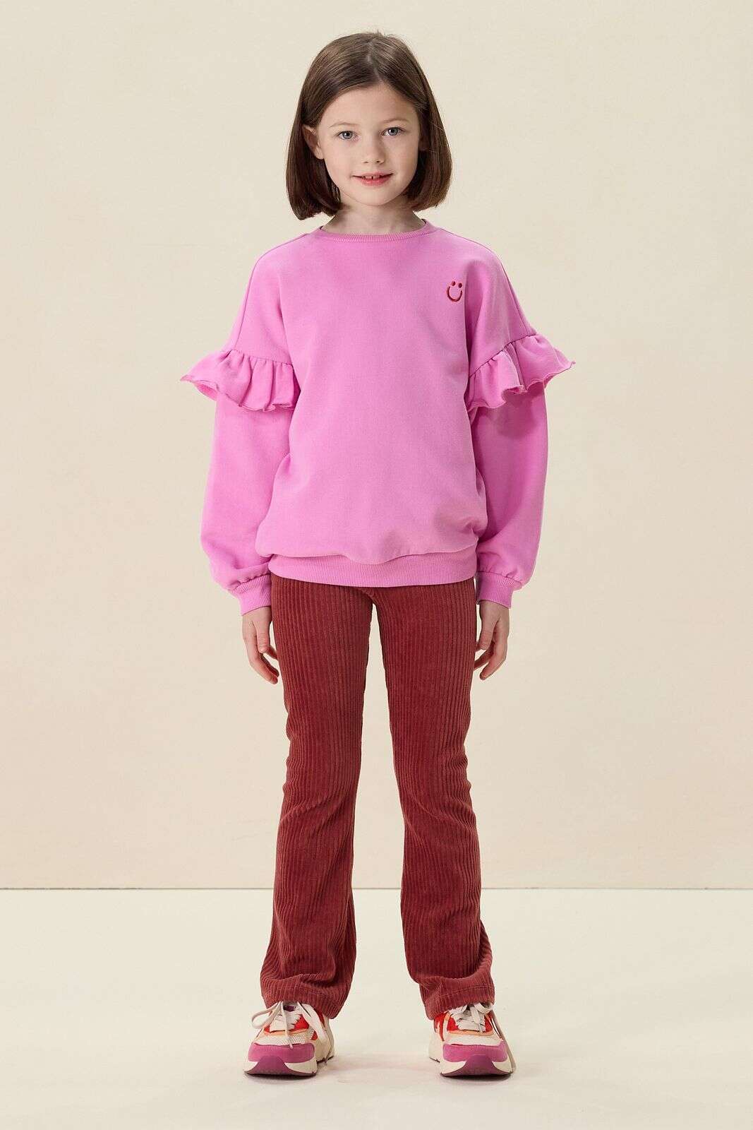 Donkerroze rib flared legging