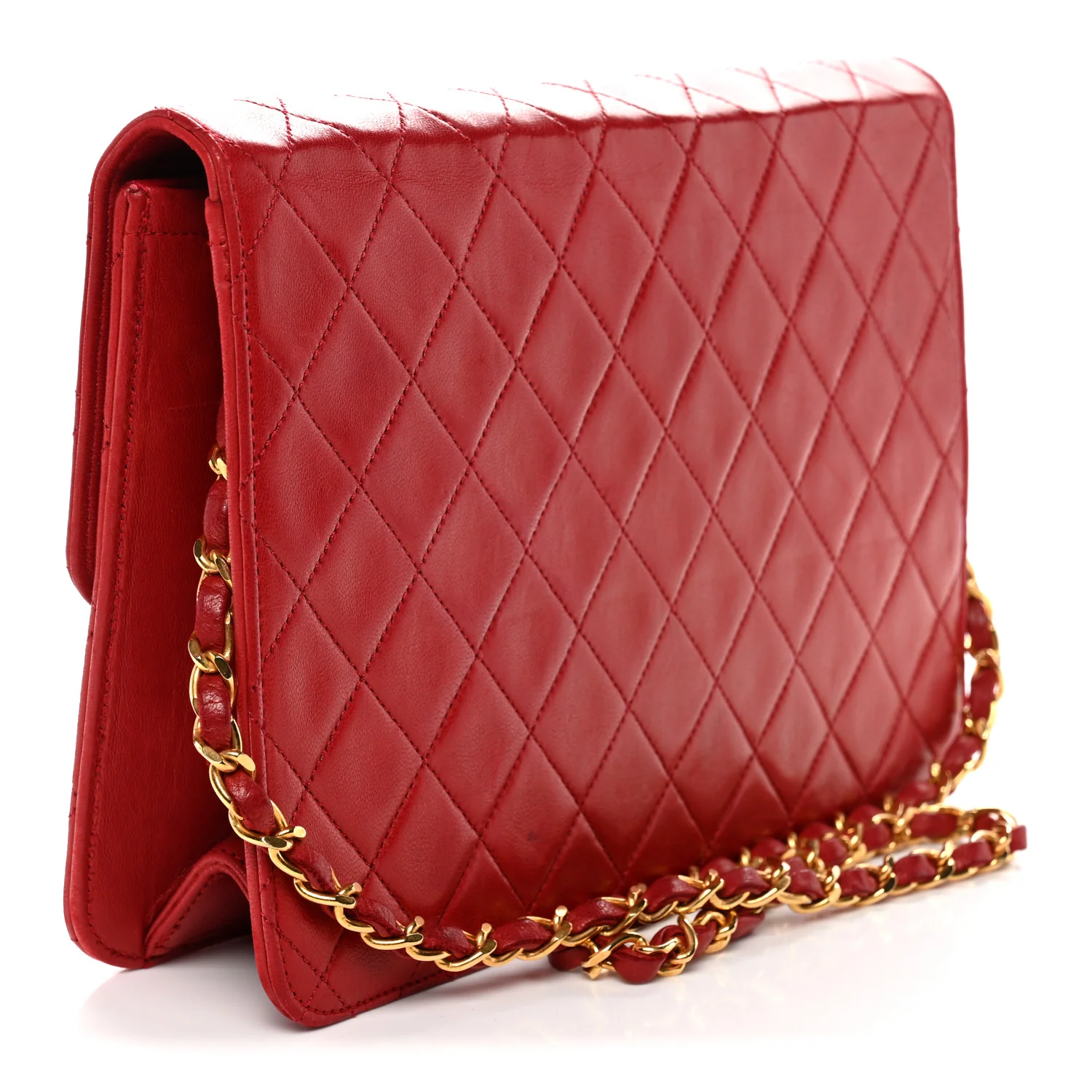 Lambskin Quilted Medium Single Flap Red