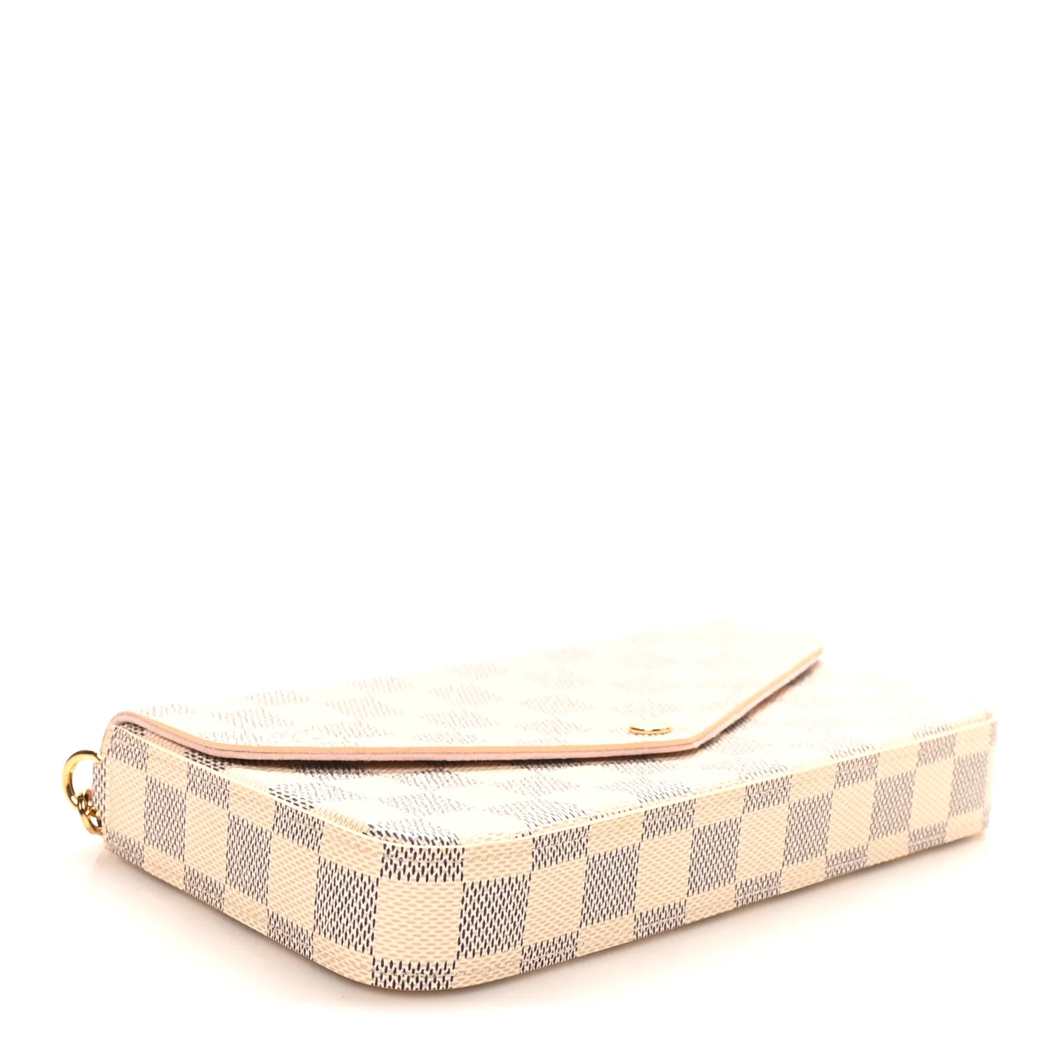 Damier Azur Pochette Felicie Chain Wallet Rose Ballerine