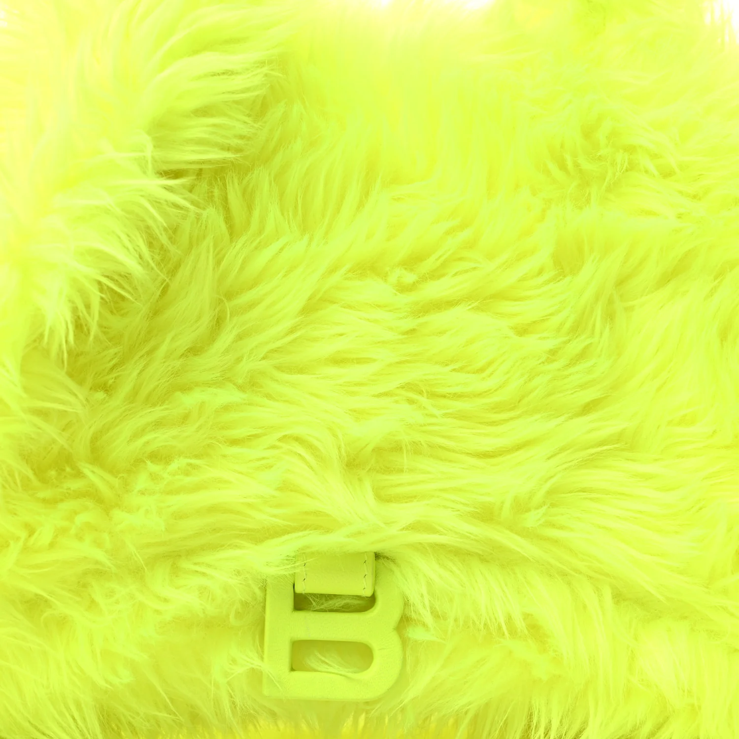 Faux Fur Medium Fluffy Hourglass Top Handle Bag Fluo Yellow