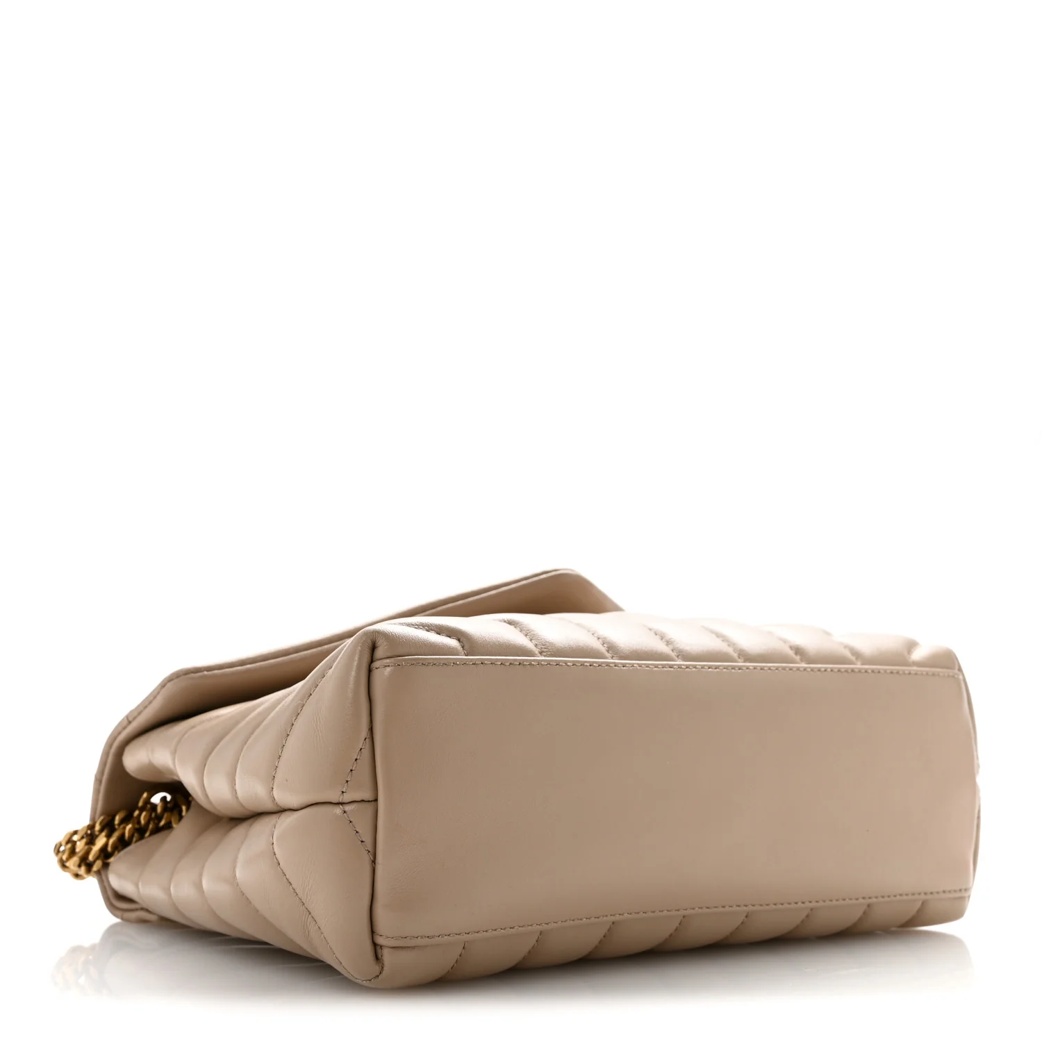 Calfskin Y Quilted Monogram Small Loulou Chain Satchel Dark Beige