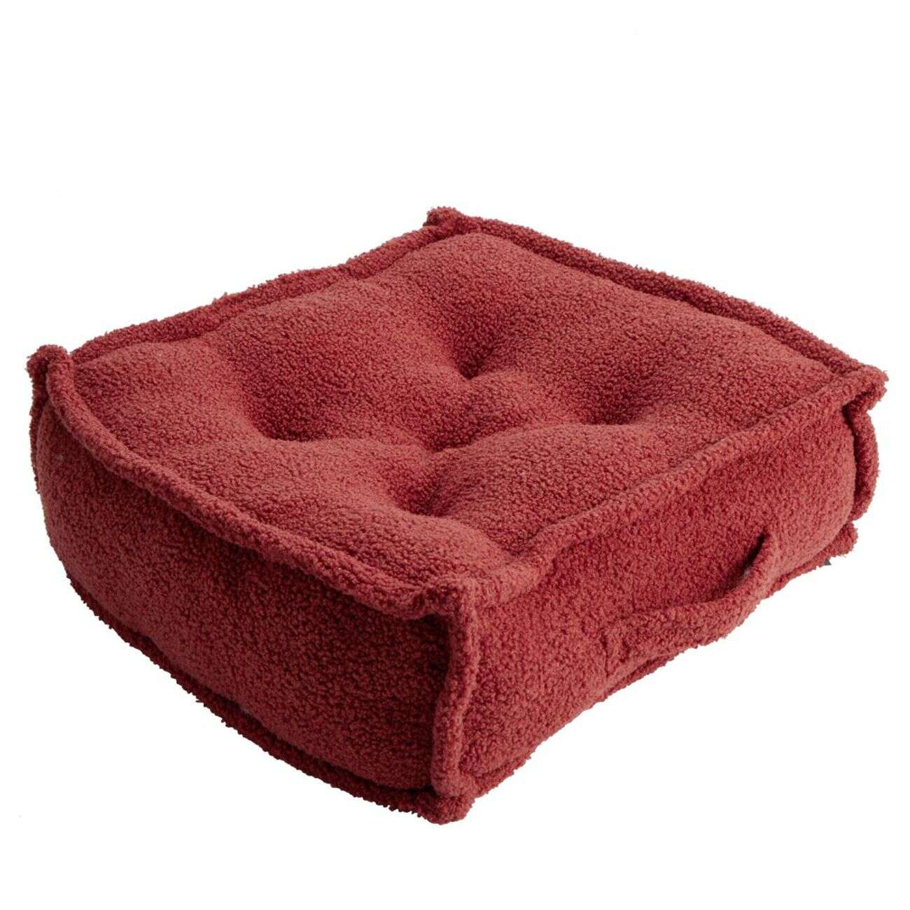 Coussin de sol carré bouclette rouge 45x45cm