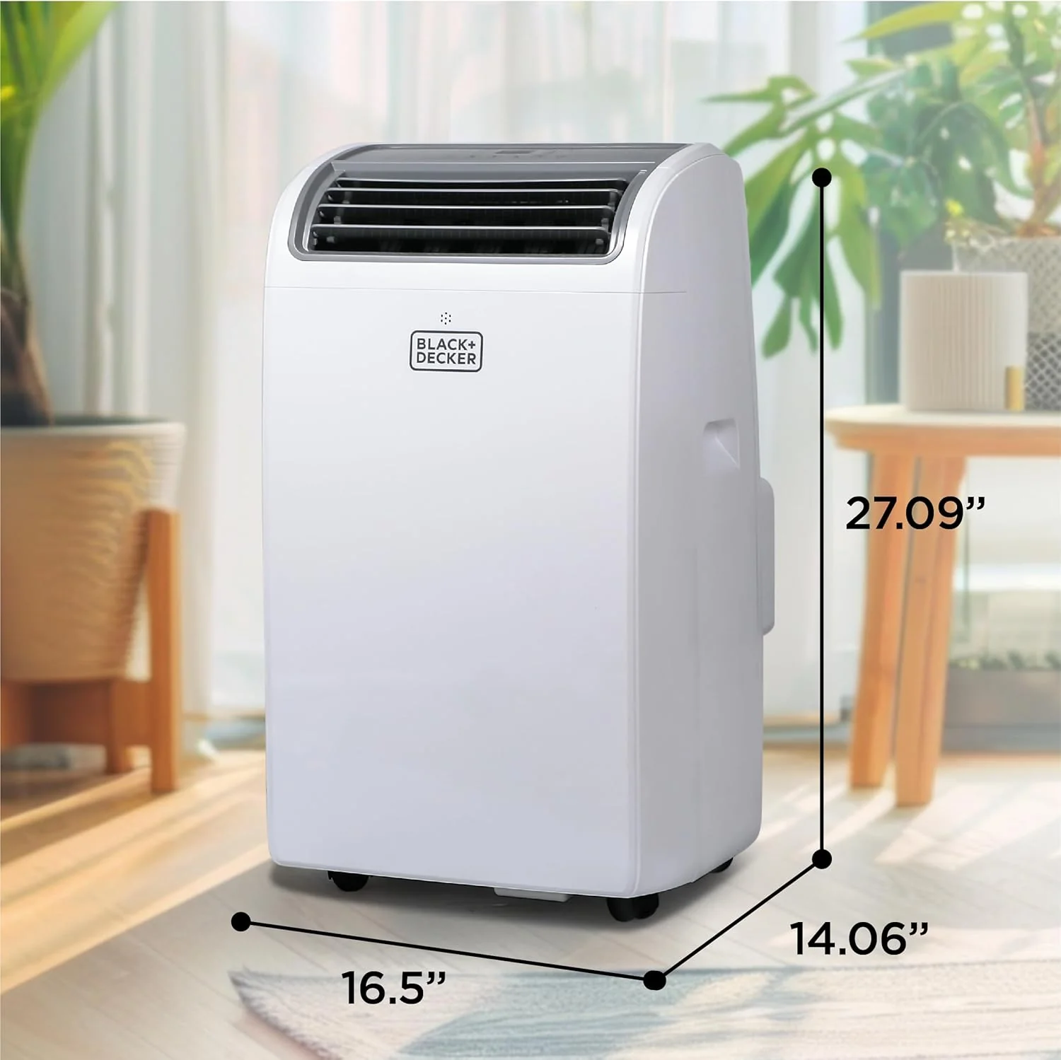 Climatiseur portable intelligent BLACK+DECKER, 14 000 BTU pour pièces jusqu'à 65 m², avec télécommande Follow Me et kit fenêtre, BPACT14WT, blanc