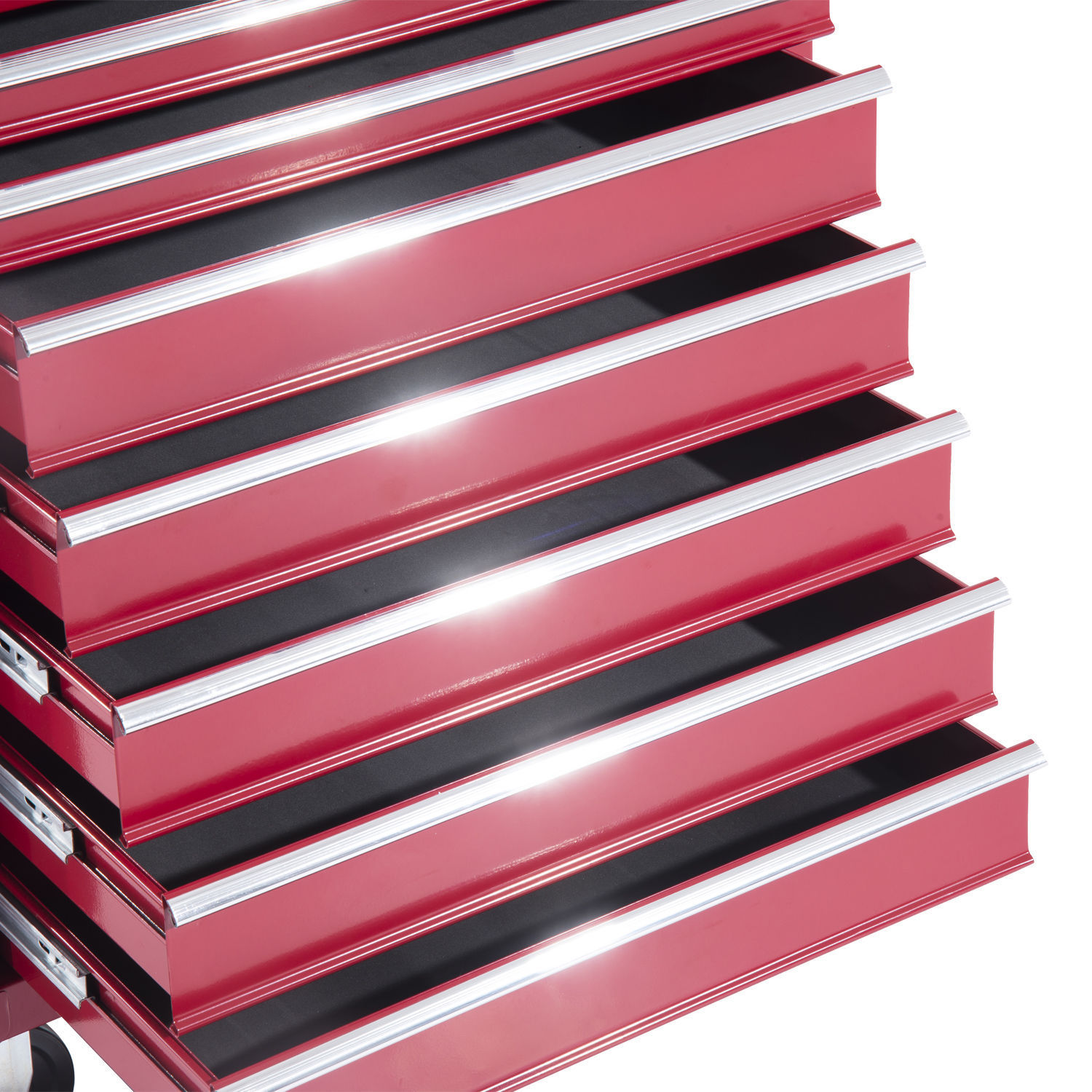 HOMCOM® mobiele werkplaatswagen, afsluitbaar met 16 schuifladen, rood / schuiflade gereedschapwagen wagen met wielen  gereedschapskist (rood)