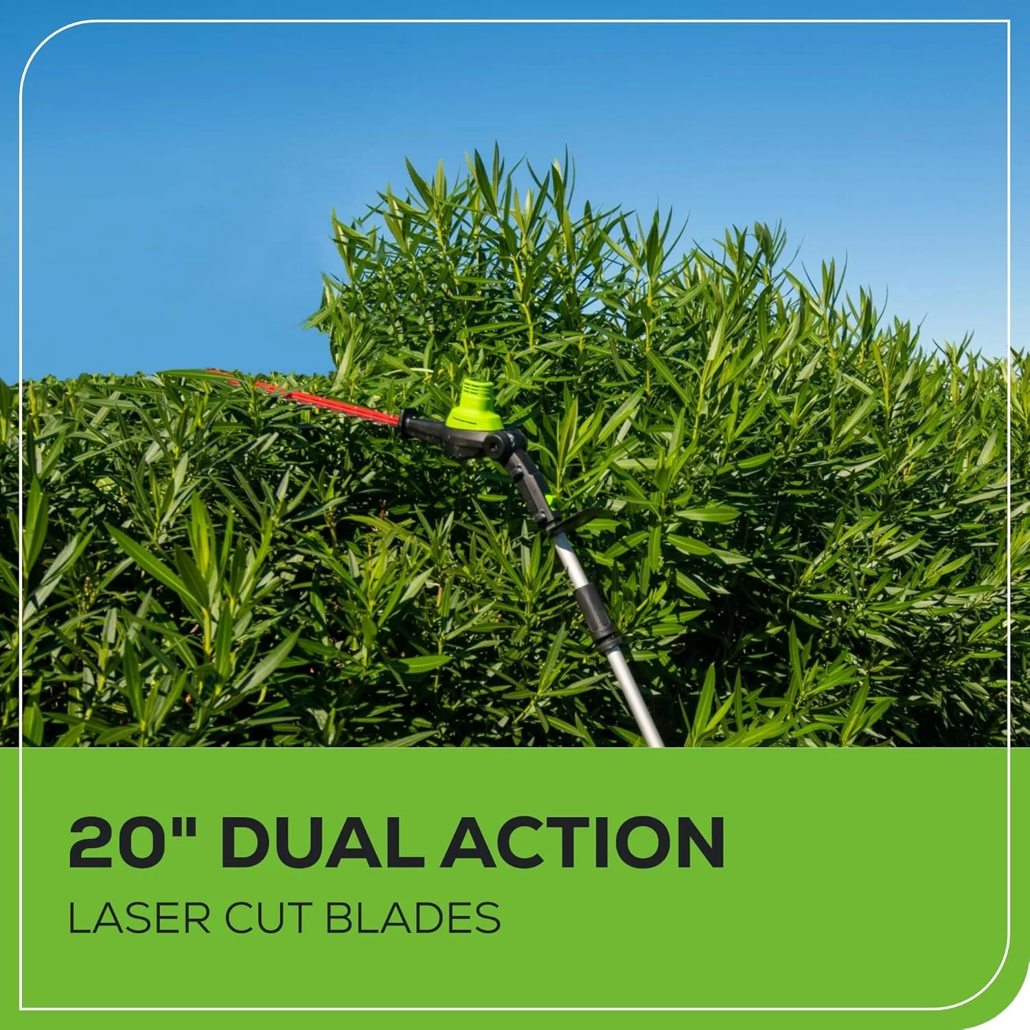 60V 20" Brushless Cordless Battery Powered Pole Hedge Trimmer, 2 0Ah Battery and Charger Included Image 6