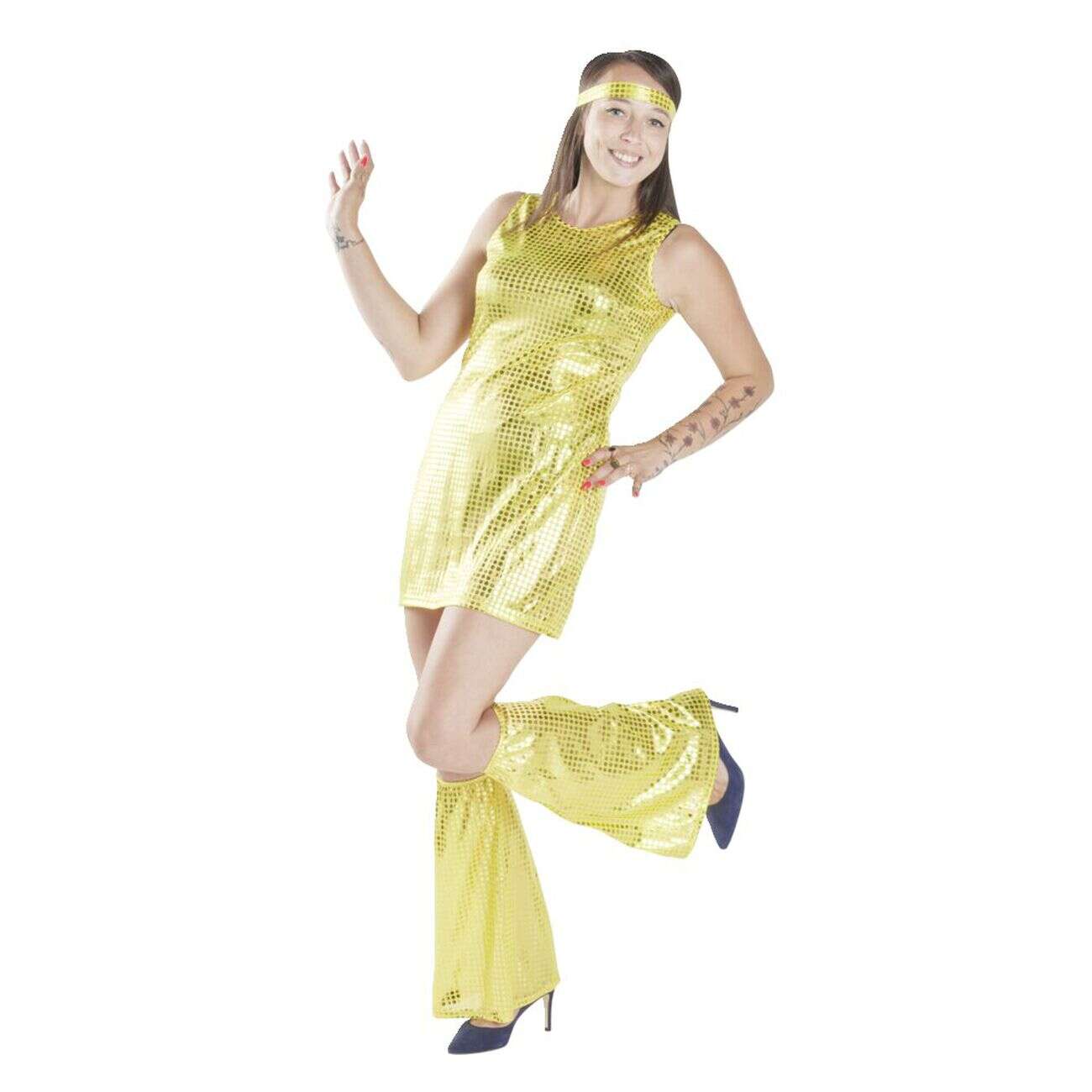 Déguisement femme disco doré 3 pièces Taille M