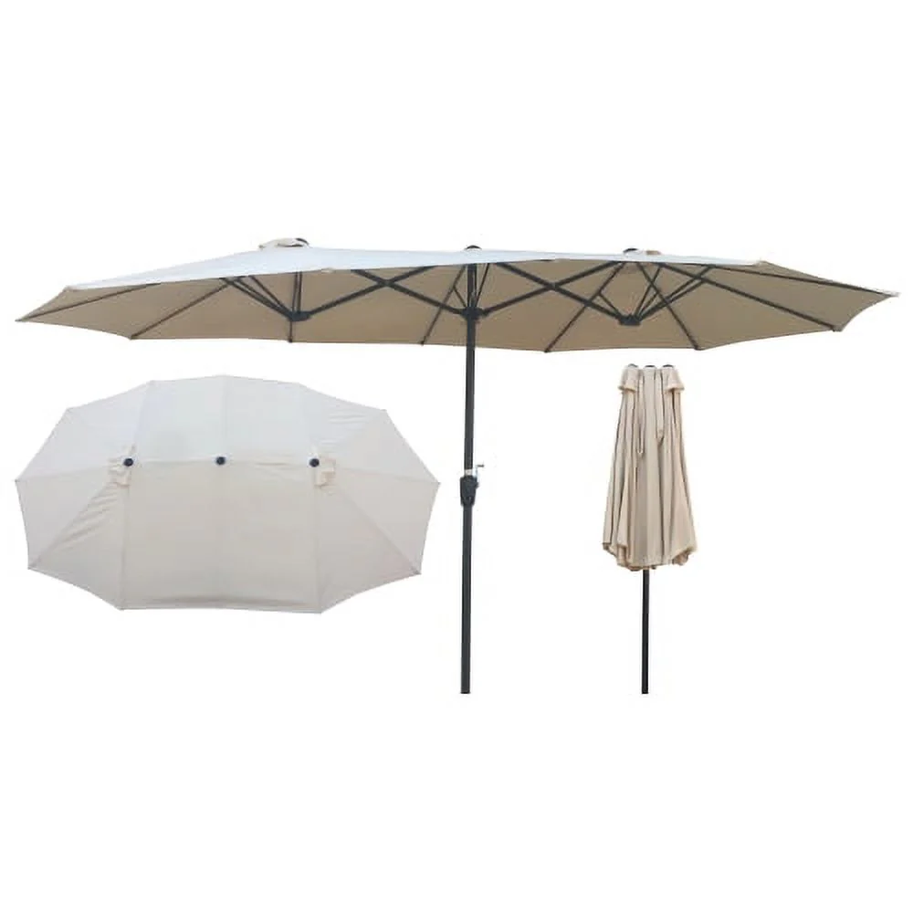15x9Ft Rectangular Double-Sided Patio Umbrella,Market Table Canopy Waterproof Twin Umbrella with Wind Vents,Garden Extra Large Umbrella with Crank Handle,for Garden Deck Backyard Pool Outside Deck
