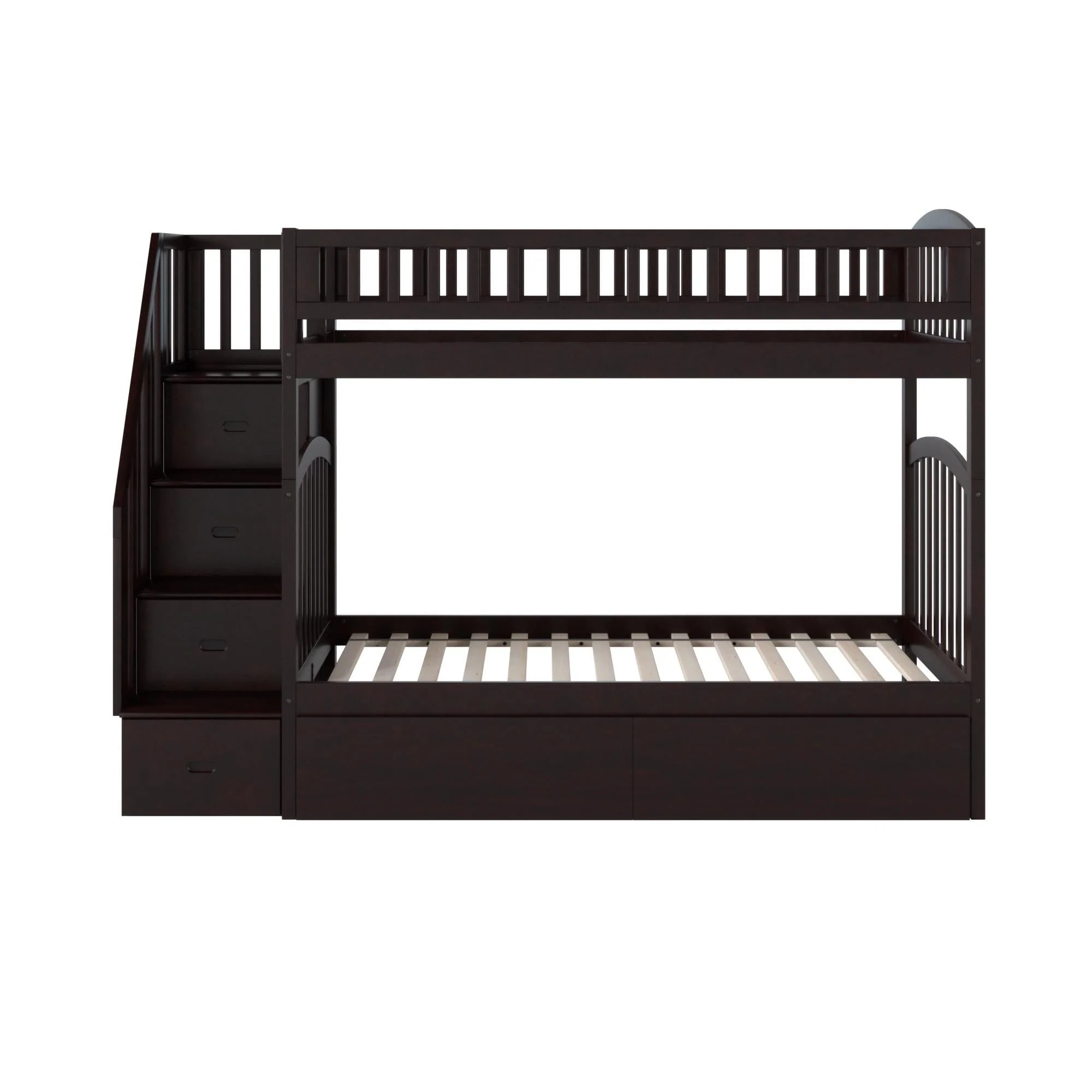 Westbrook Staircase Bunk Twin Over Twin with 2 Urban Bed Drawers in Espresso
